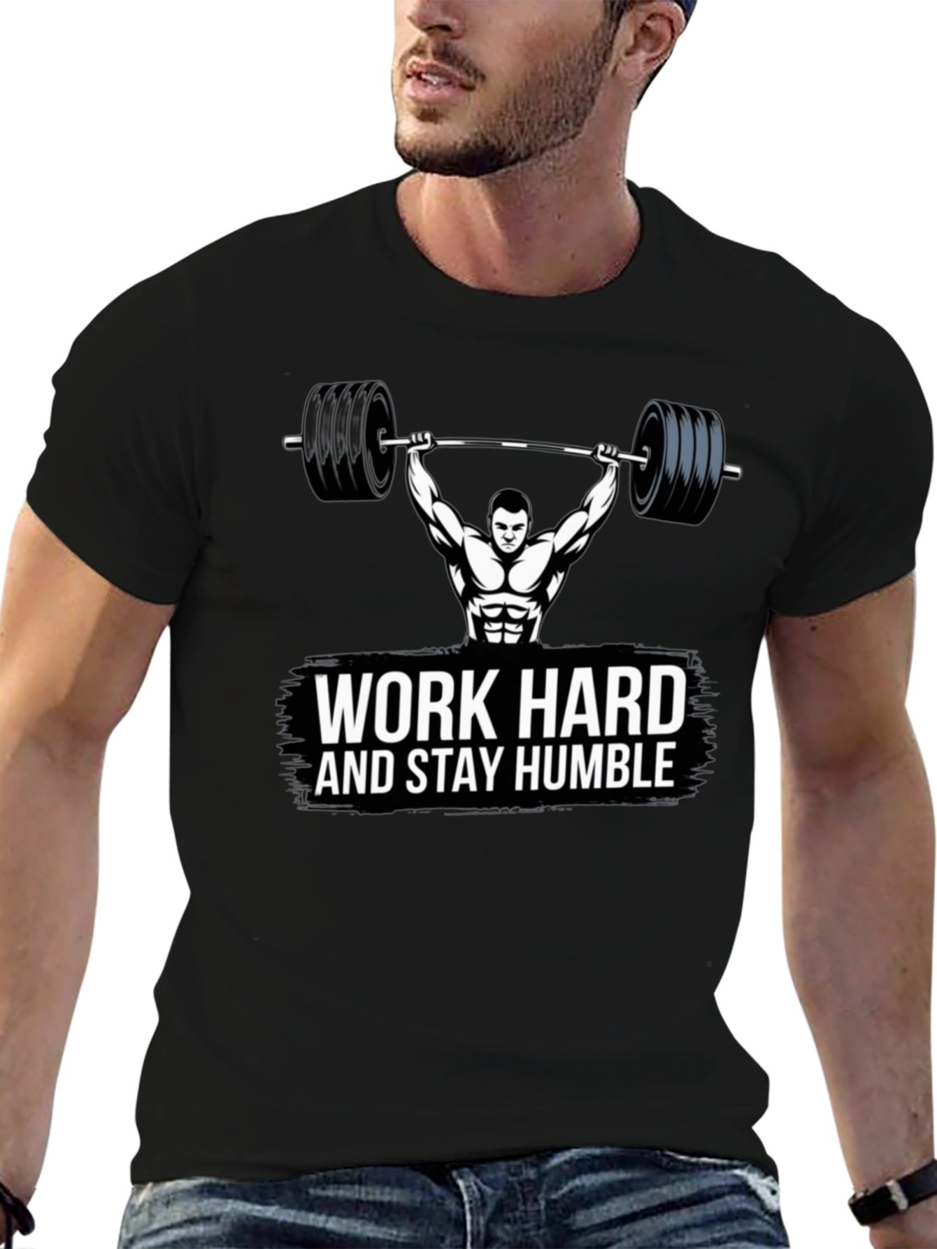 Black Work Hard & Stay Humble Gym T-Shirt view 6