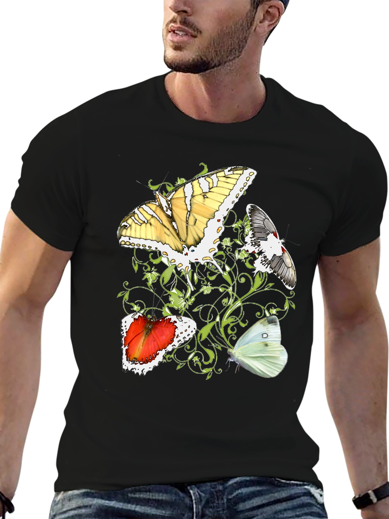 Black Butterfly T-Shirt - Unique Graphic Tee view 6