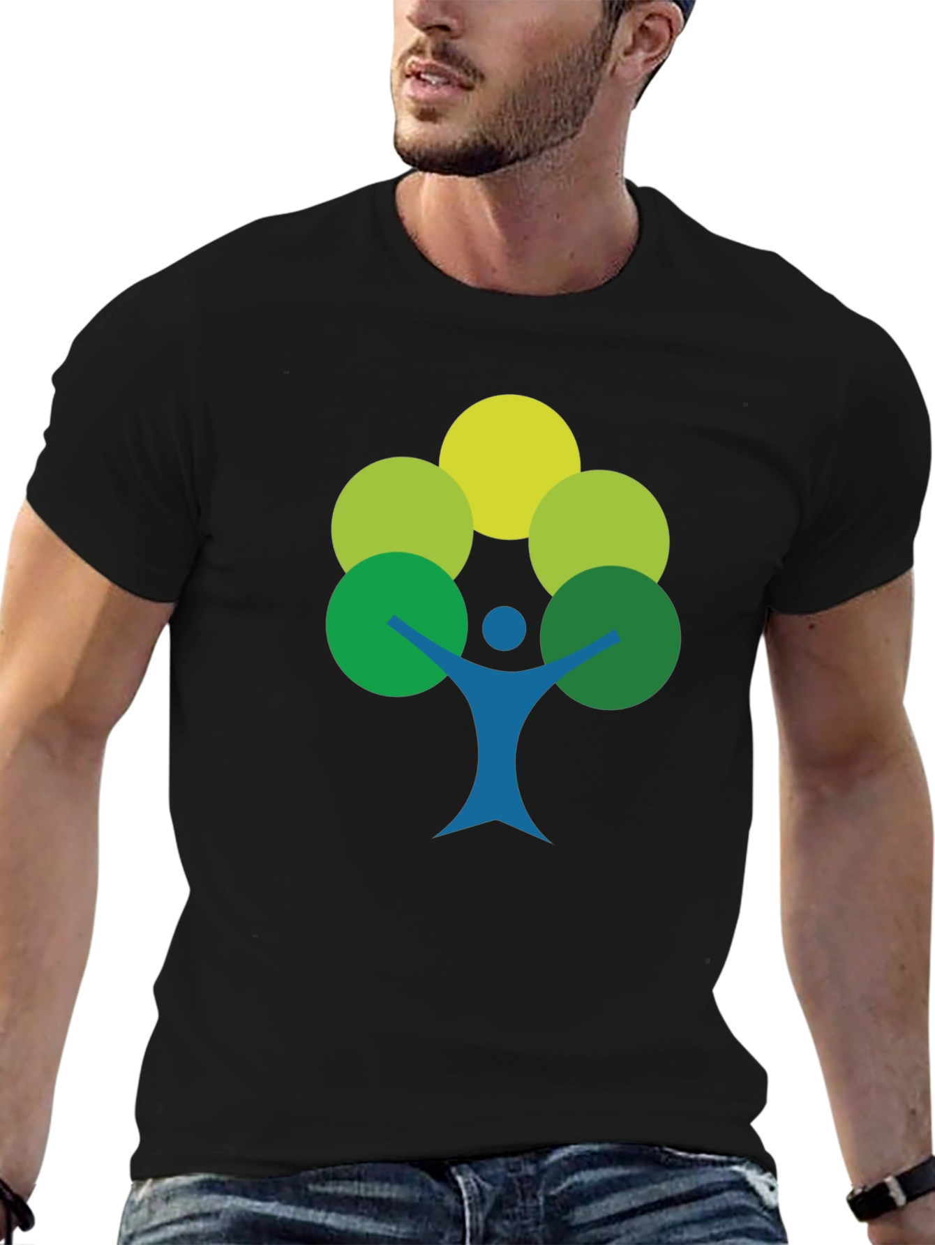 Black Eco-Friendly Tree Person Graphic Tee view 6