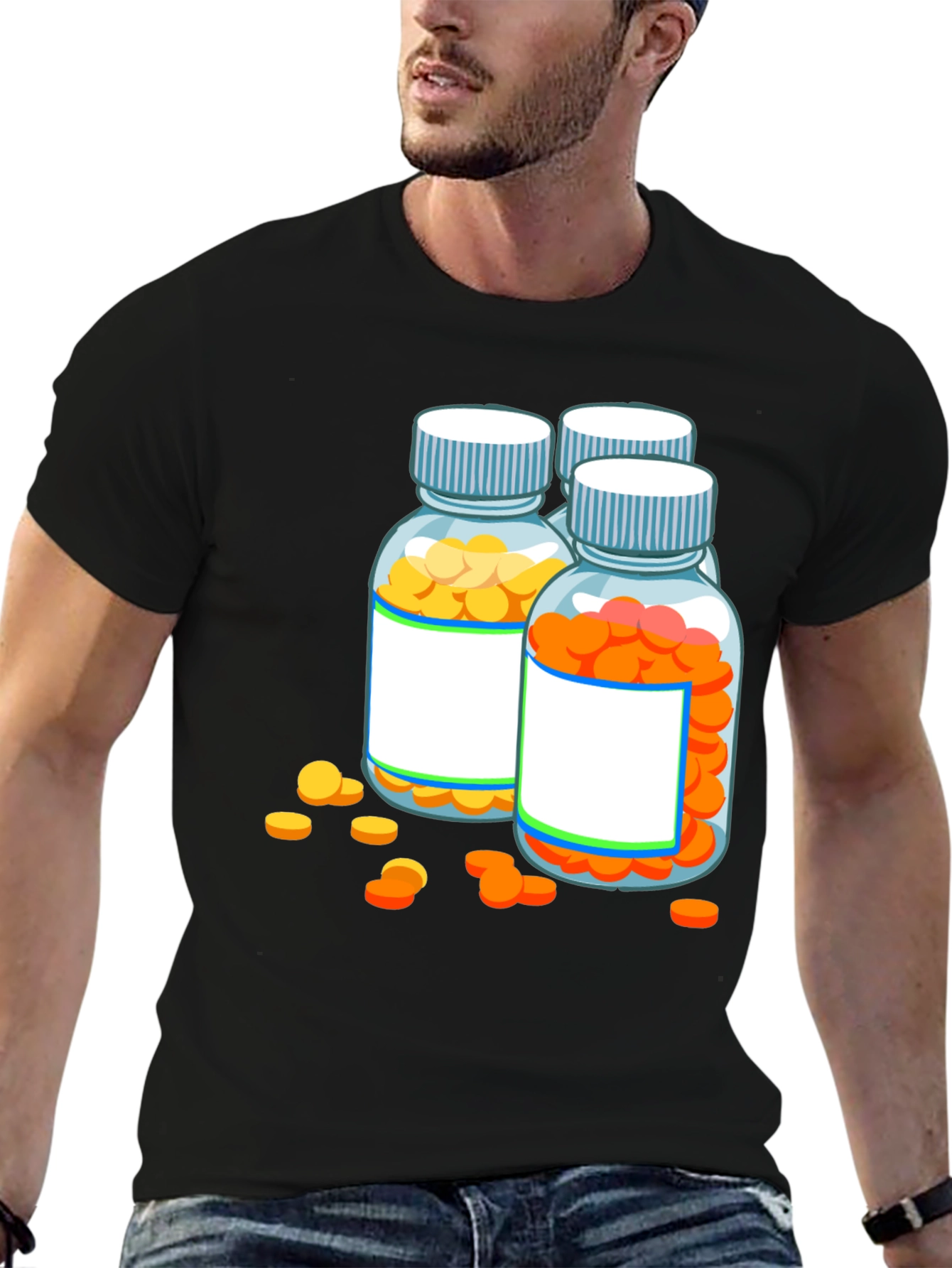 Black Pill Bottle Graphic Tee - Novelty Doctor Shirt view 6
