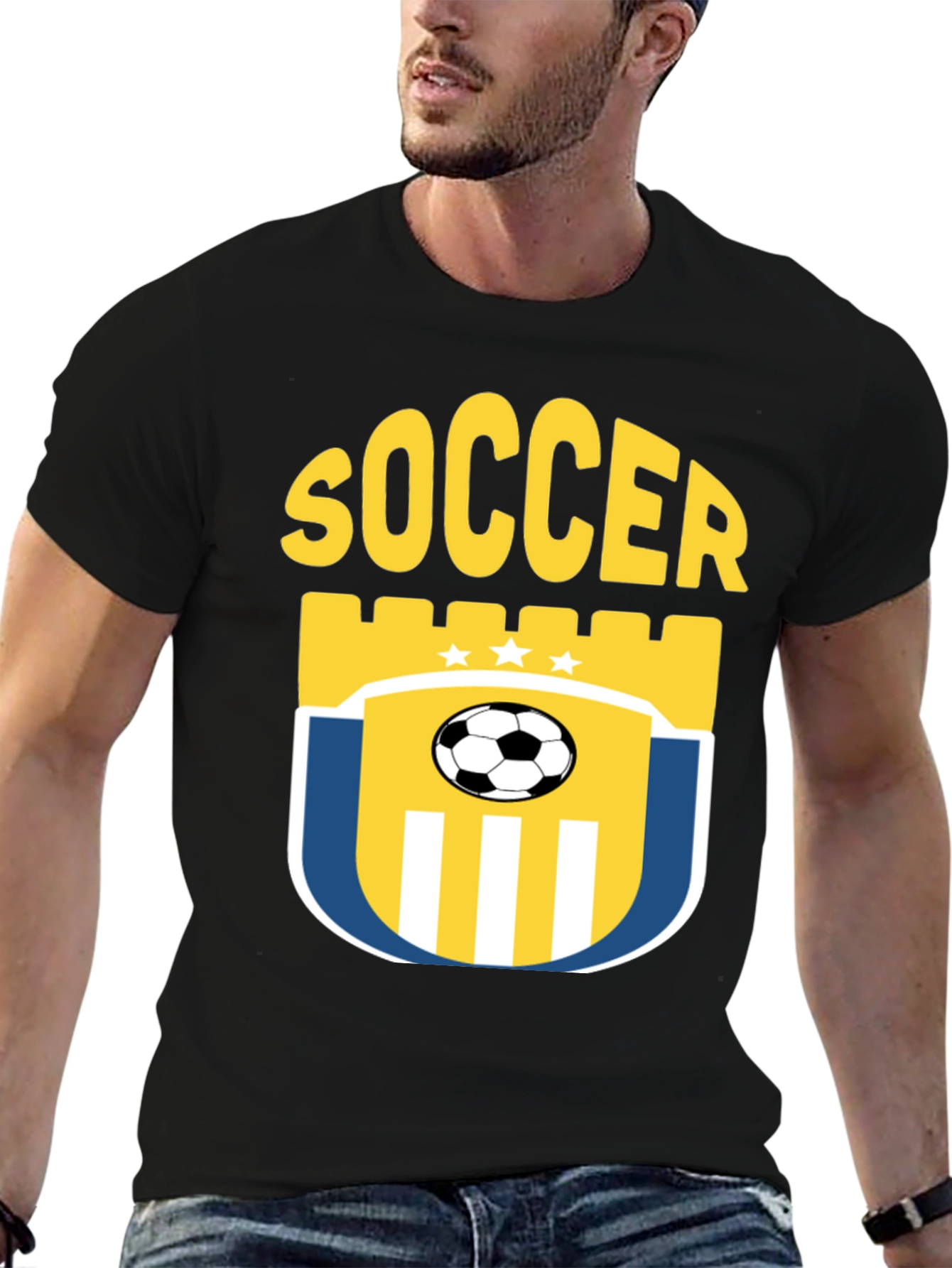 Black Soccer Graphic T-Shirt - Black view 6
