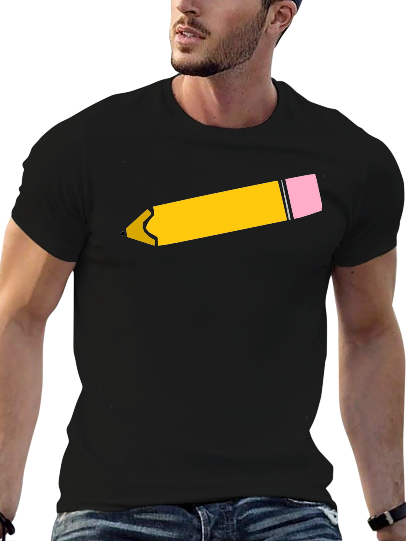 Black Pencil Graphic Black T-Shirt - Fun & Stylish! view 6