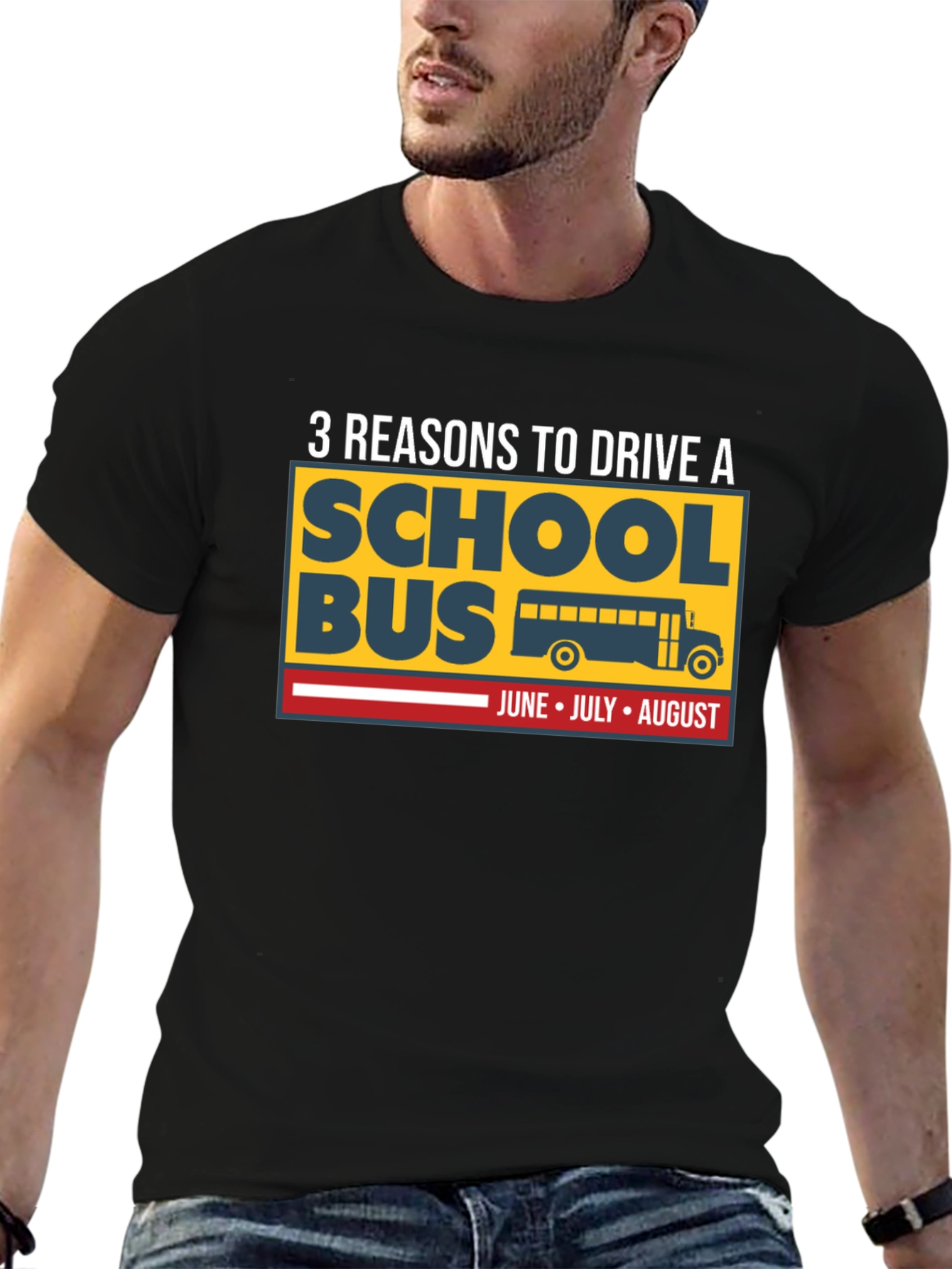 Black 3 Reasons to Drive a School Bus T-Shirt view 6
