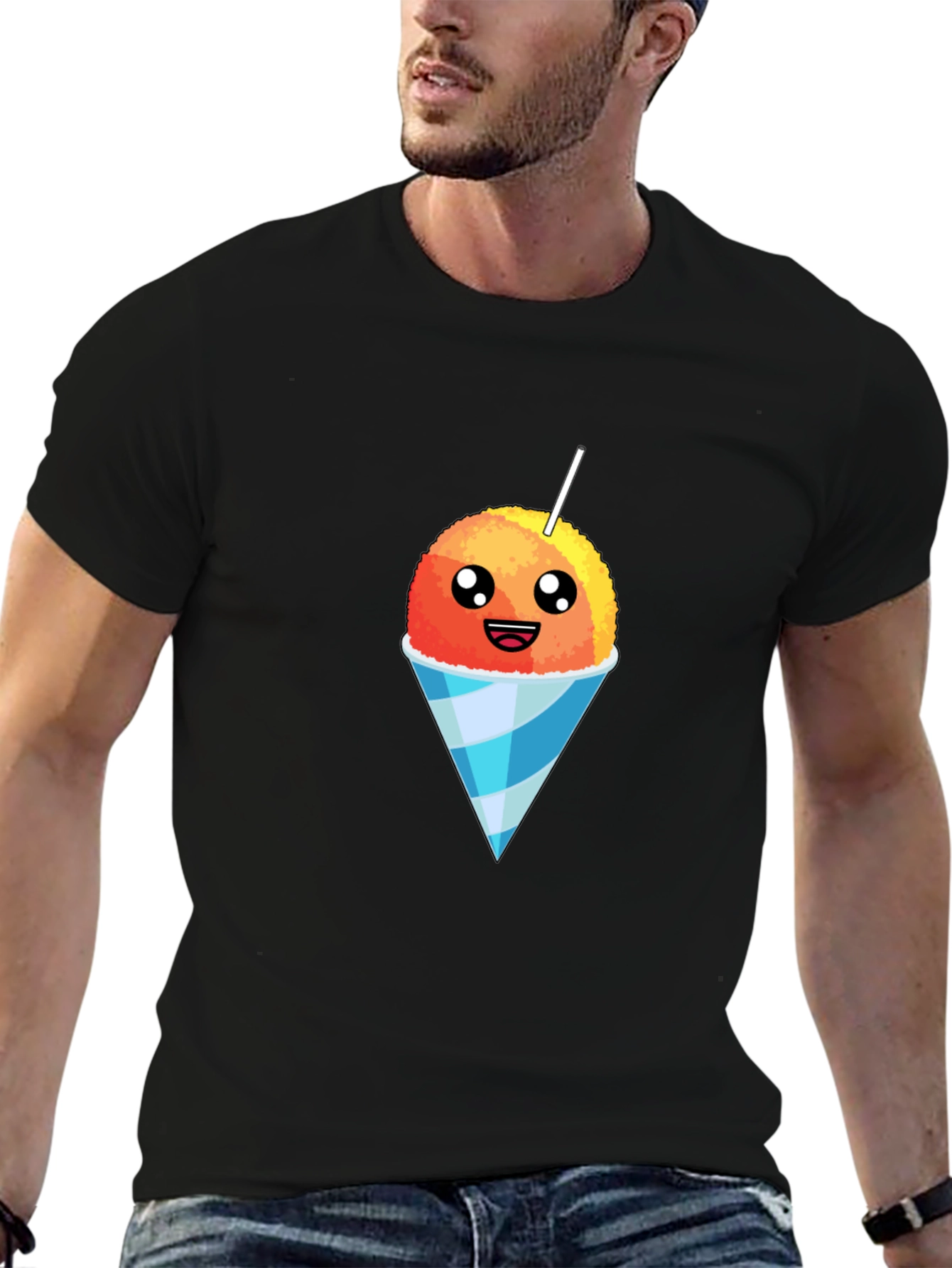 Black Snow Cone Graphic Tee - Sweet Treat Design view 6