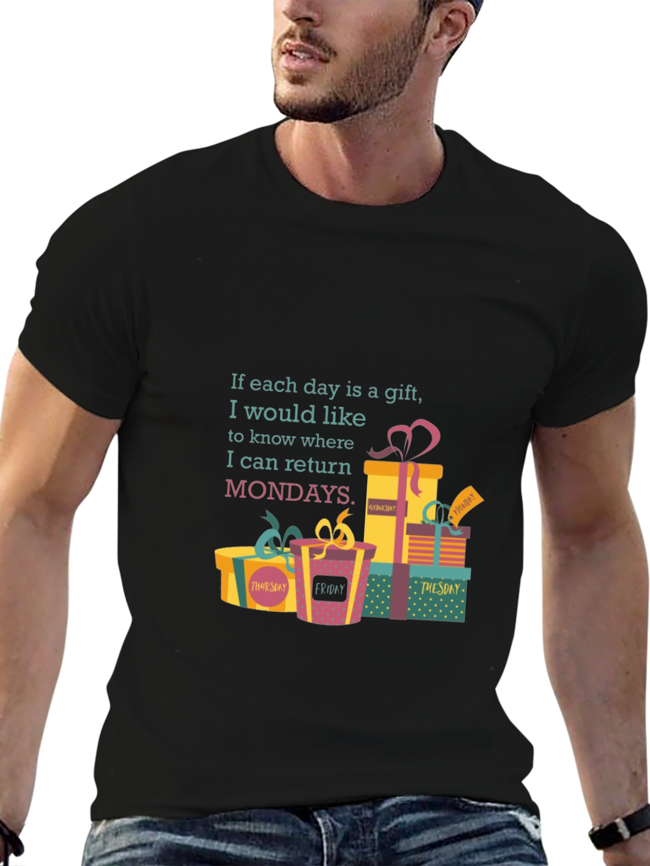 Black Funny 'Return Mondays' Gift Days Graphic Tee view 6