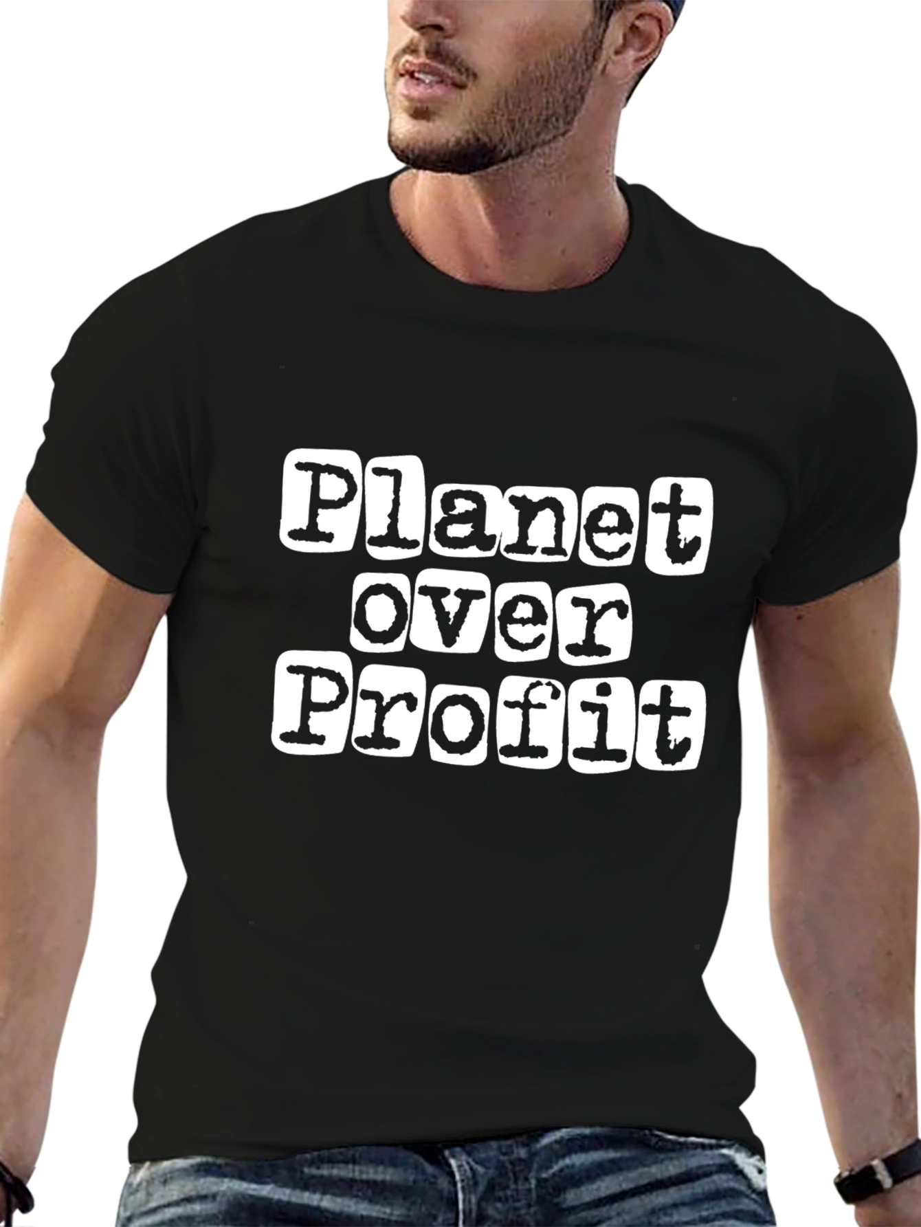 Black Planet Over Profit Graphic T-Shirt - Eco Conscious Tee view 6