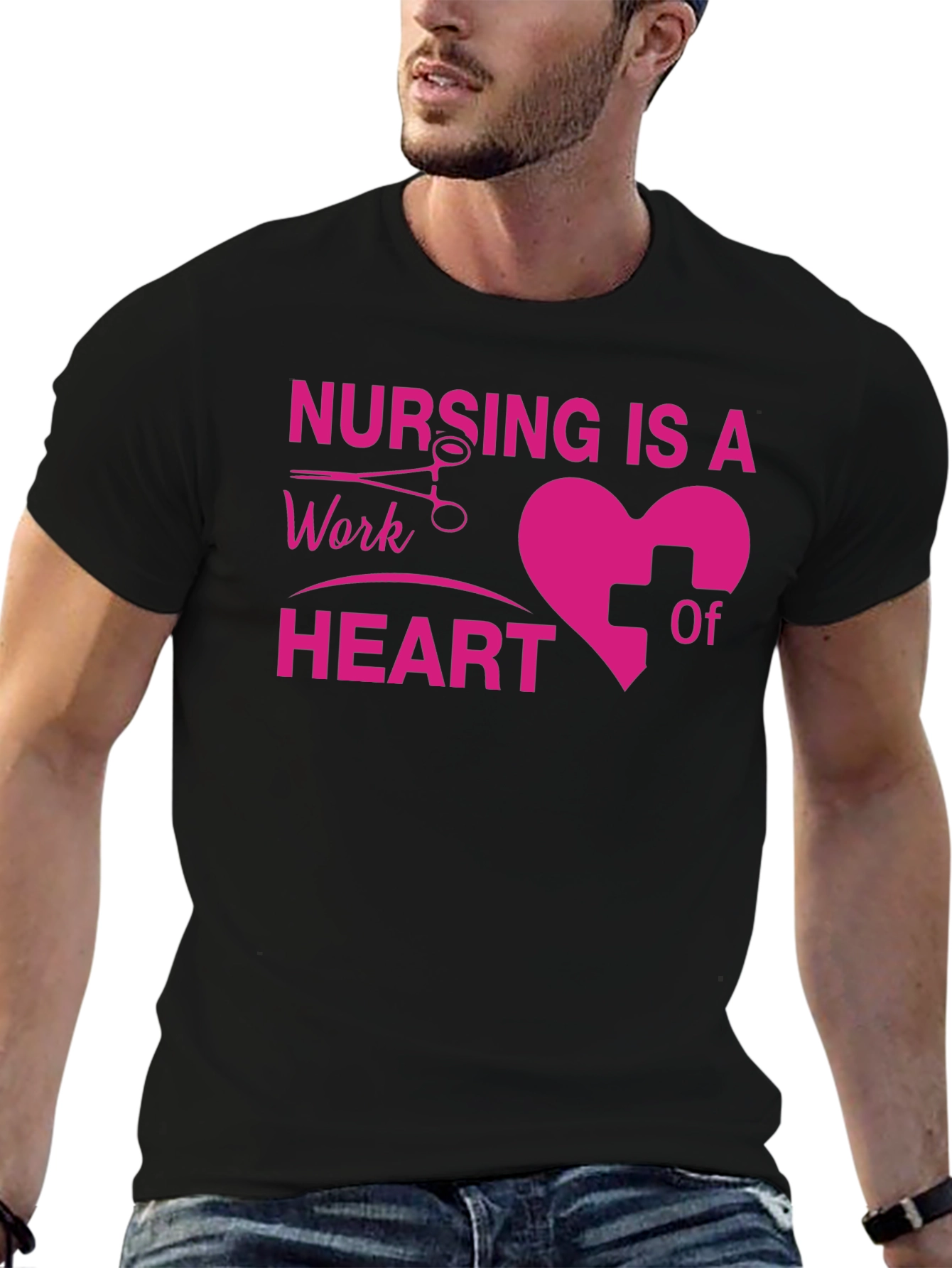 Black Nursing Is A Work Of Heart T-Shirt view 6