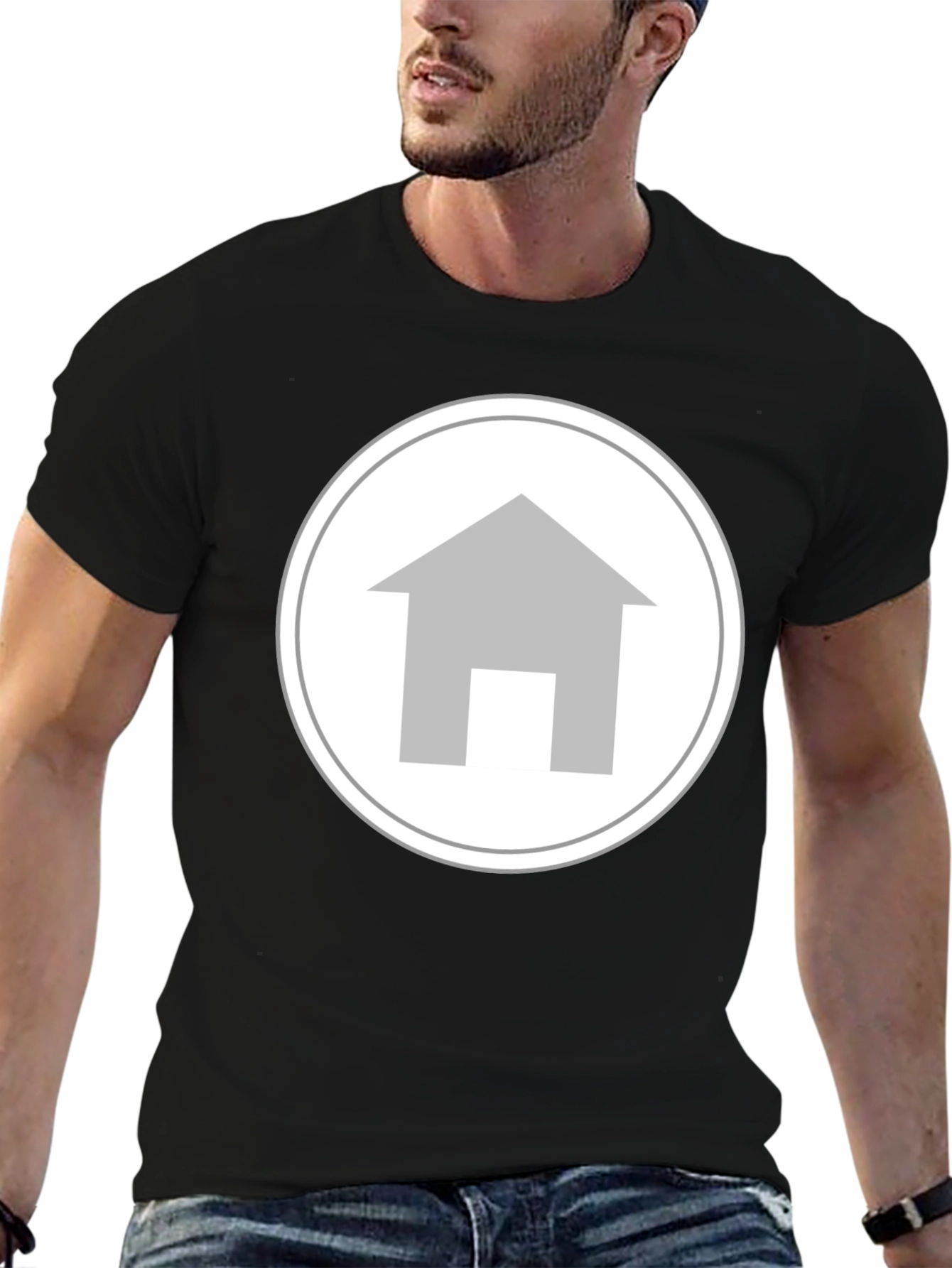 Black Simple House Logo T-Shirt view 6