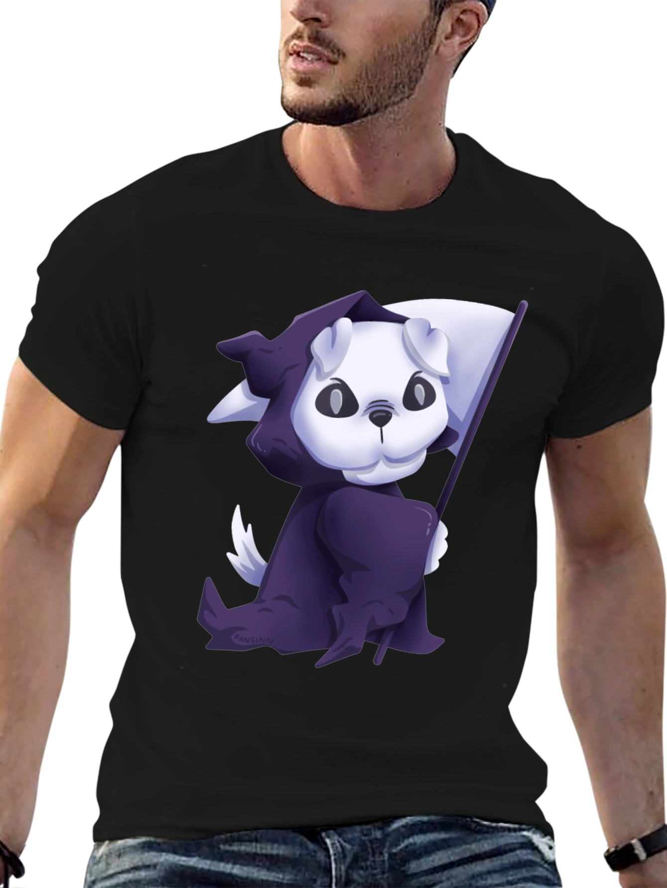 Black Grim Reaper Puppy T-Shirt - Cute and Spooky view 6