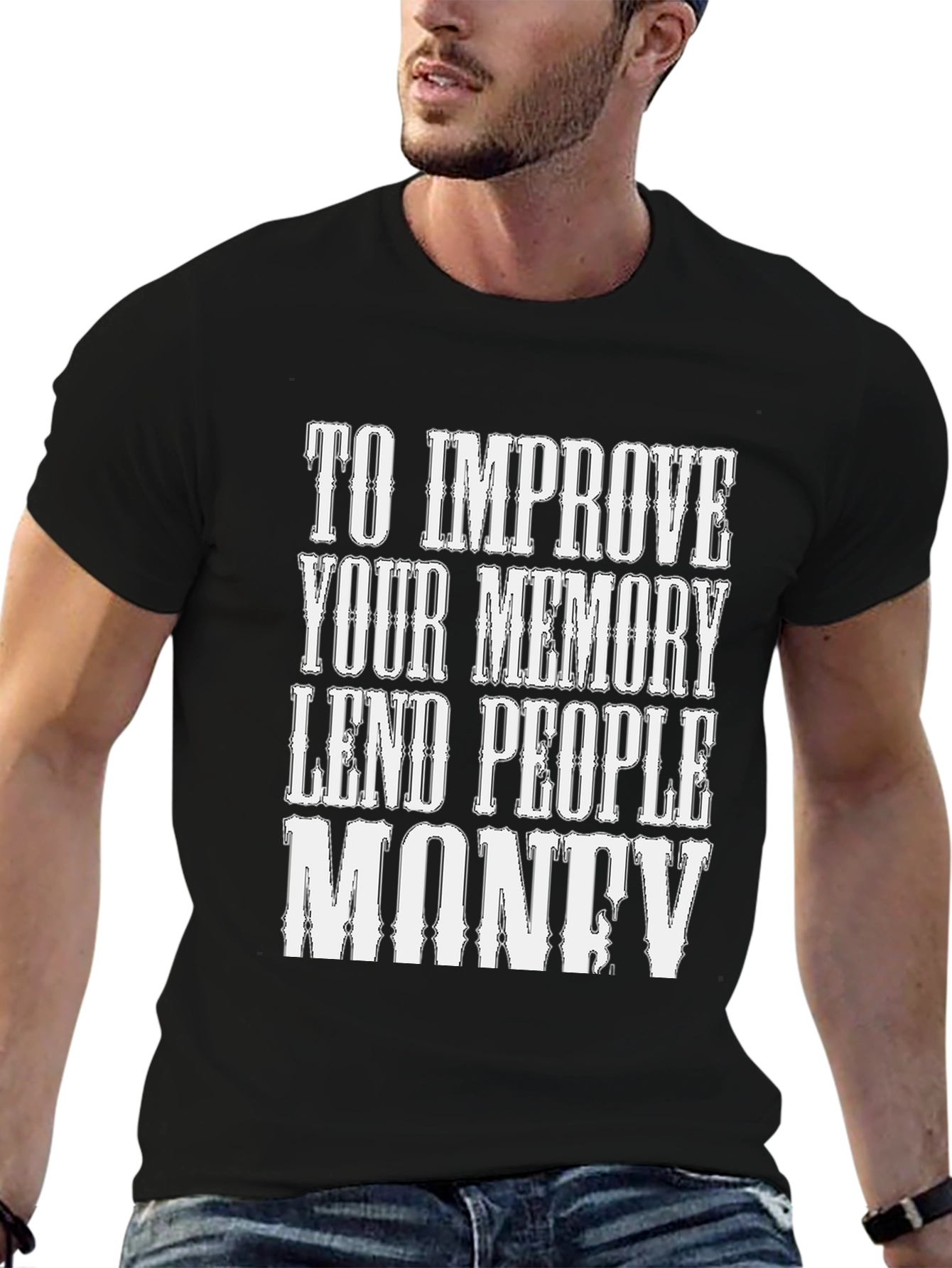 Black Memory Improvement Money T-Shirt view 6