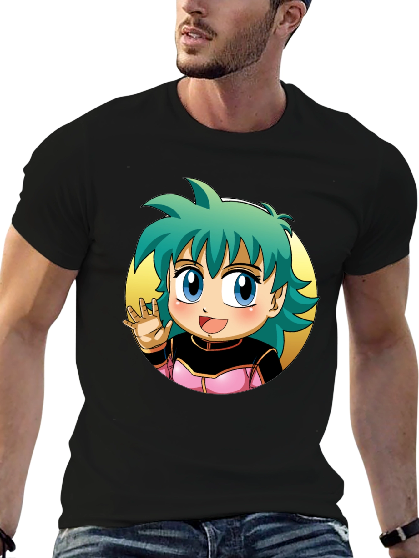 Black Anime Girl Graphic Tee - Black view 6