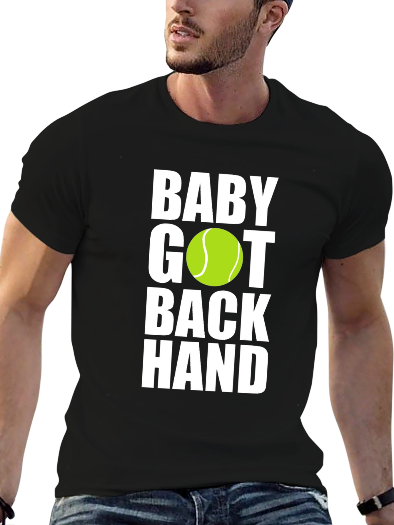 Black Baby Got Back Hand Tennis Graphic T-Shirt view 6