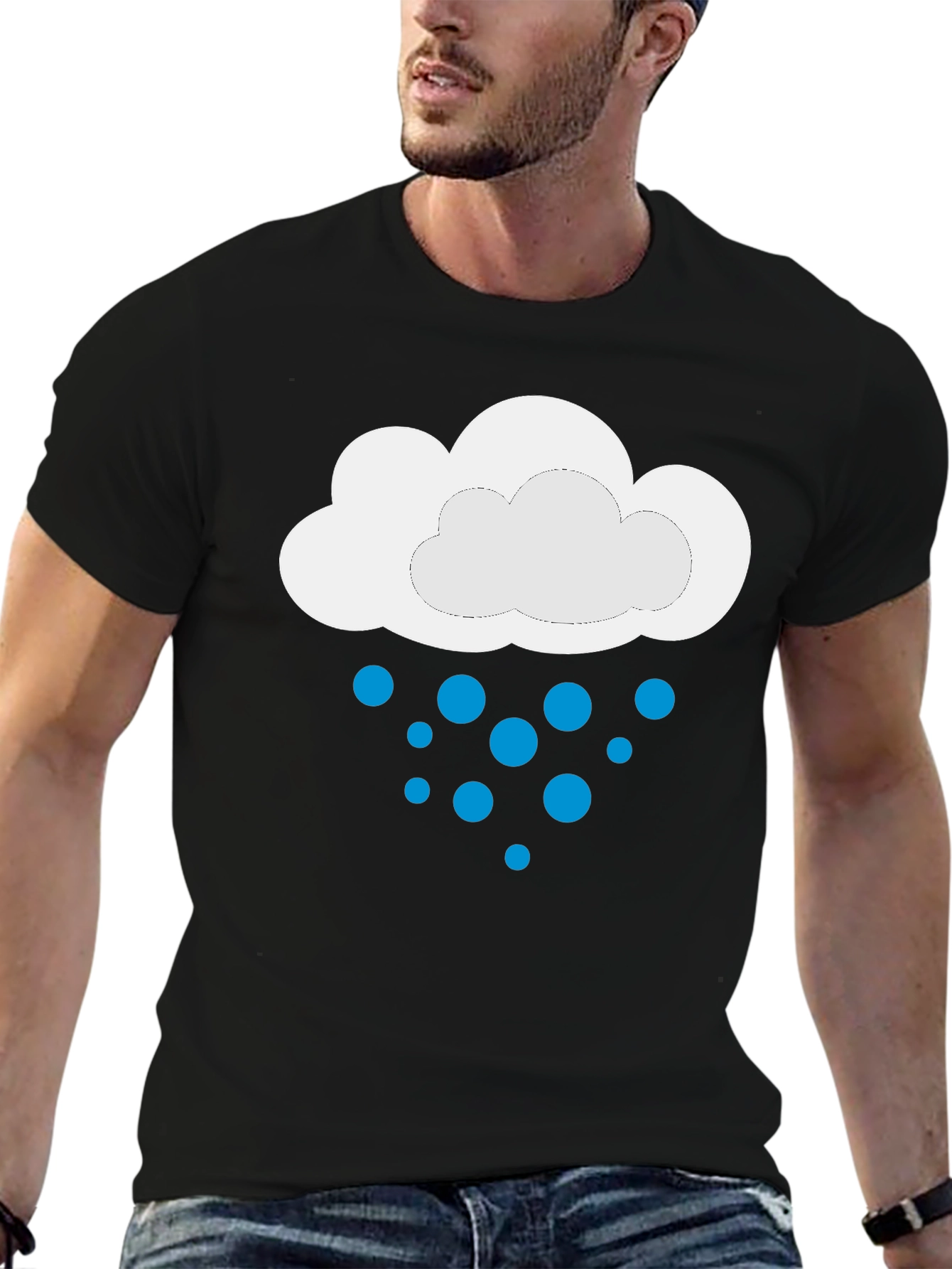 Black Rainy Day Cloud Graphic Tee - Black view 6