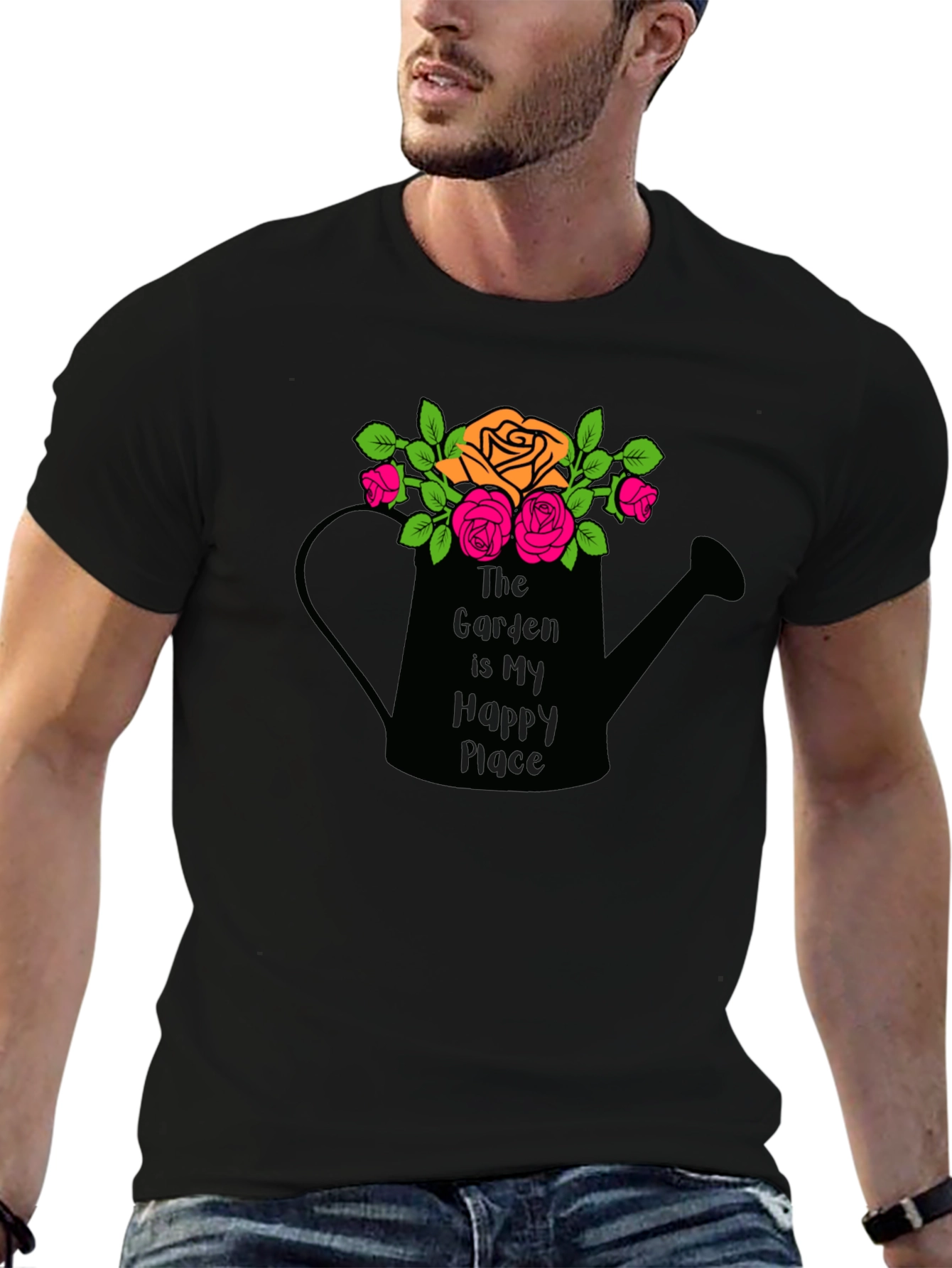 Black Gardener's Happy Place T-Shirt view 6