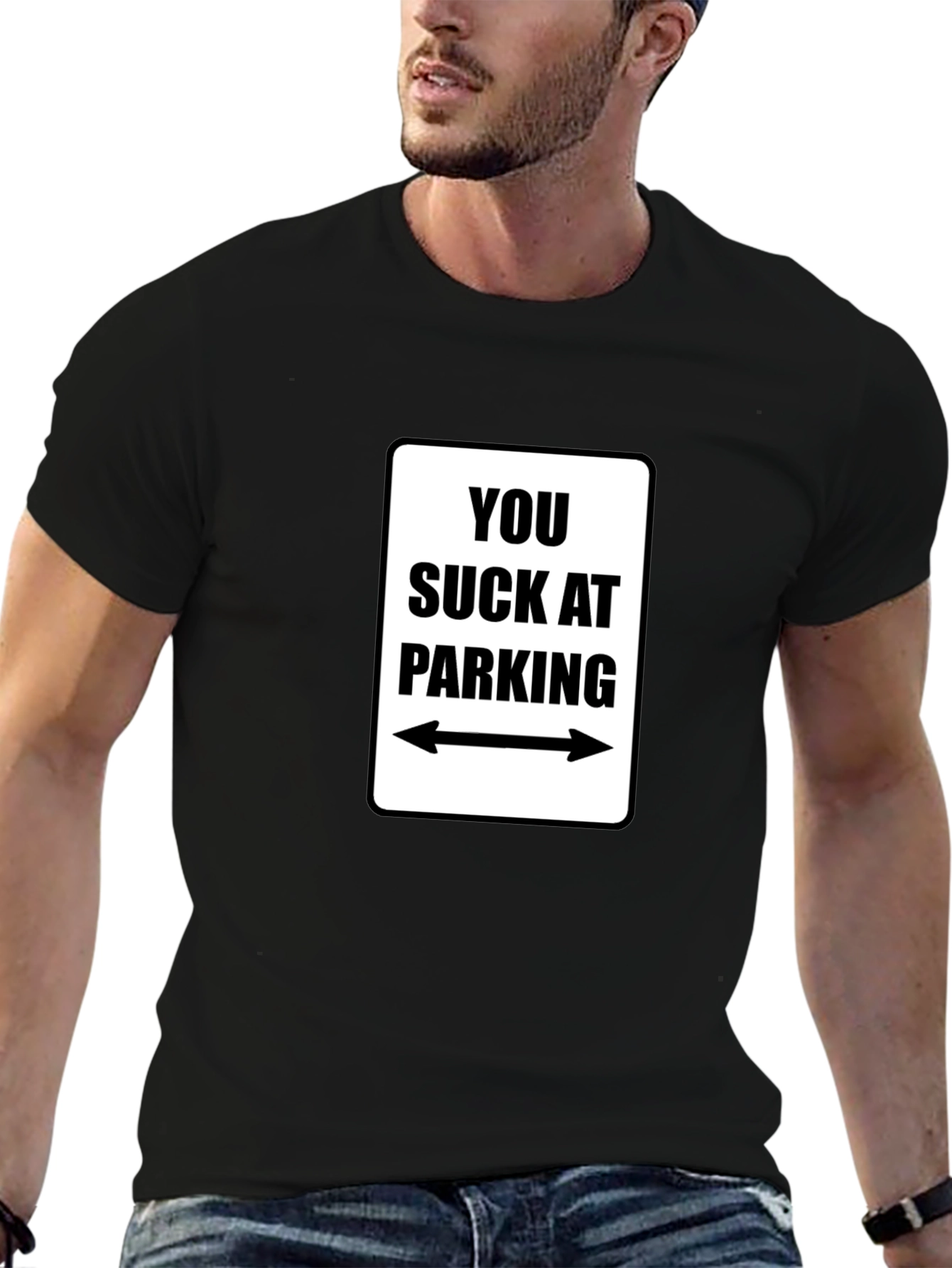 Black You Suck at Parking Graphic Tee view 6