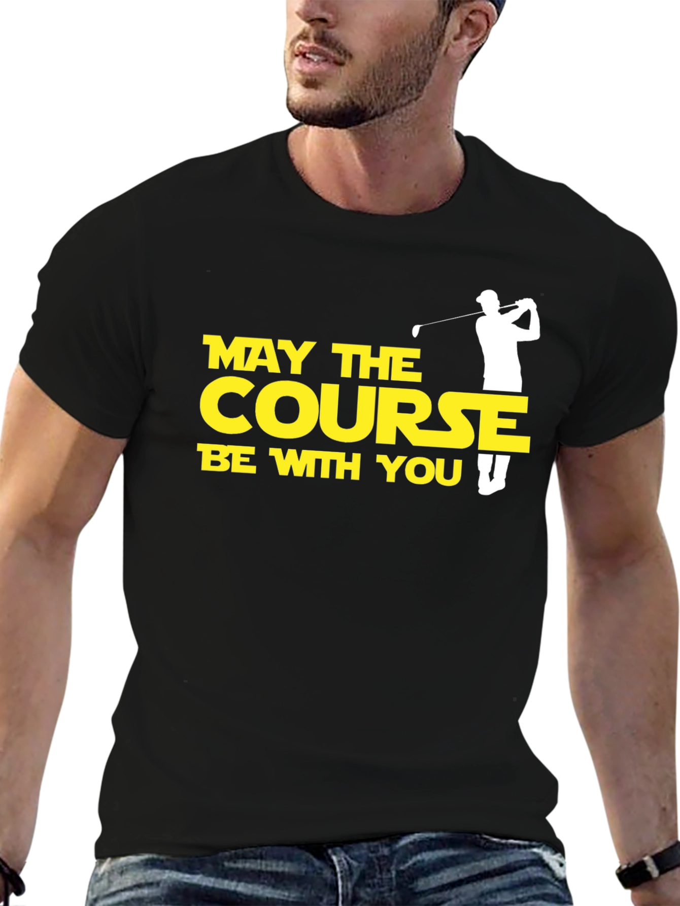 Black May the Course Be With You Golf T-Shirt view 6