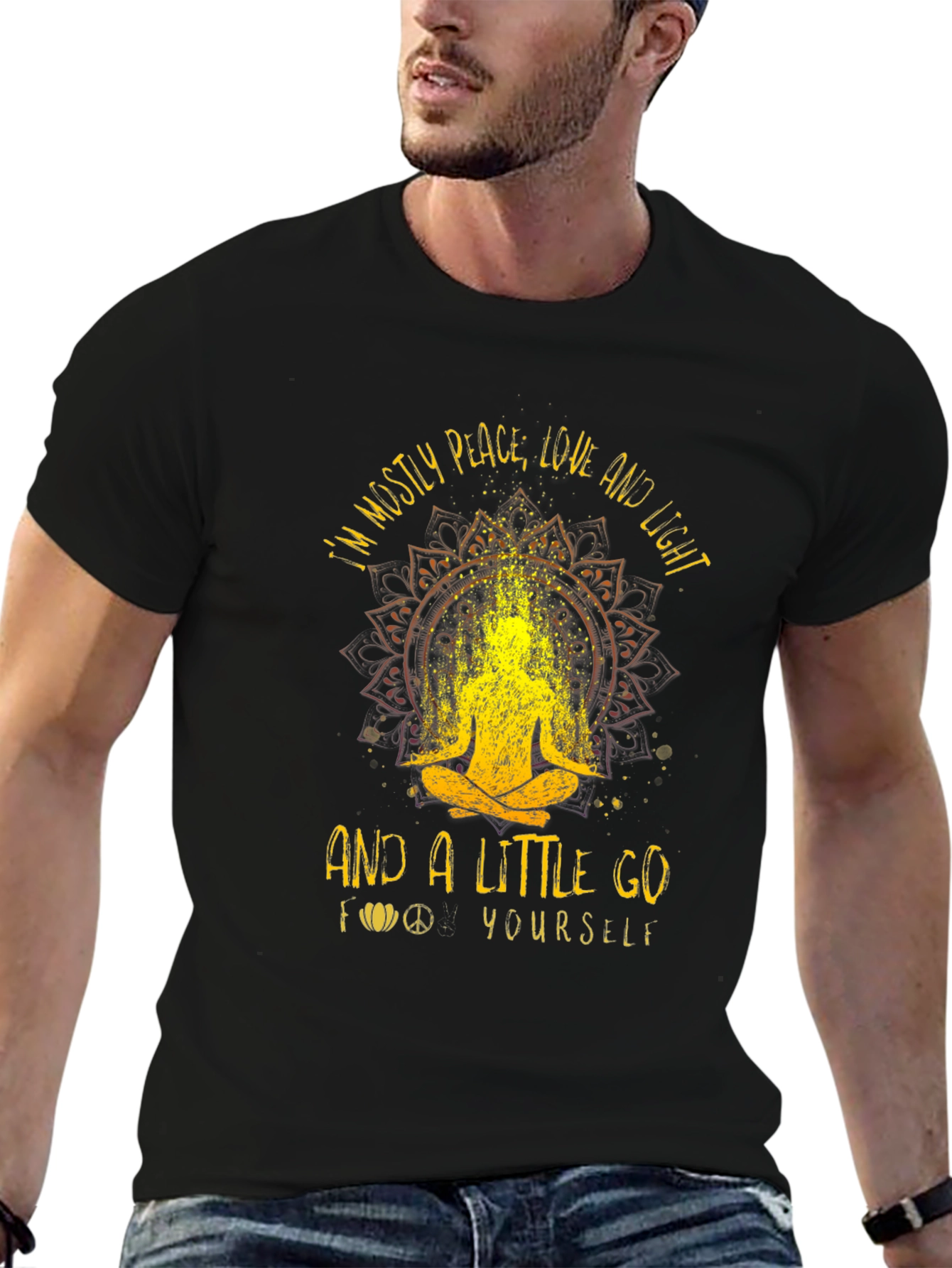 Black Peace Love Light Go Yourself T-Shirt view 6