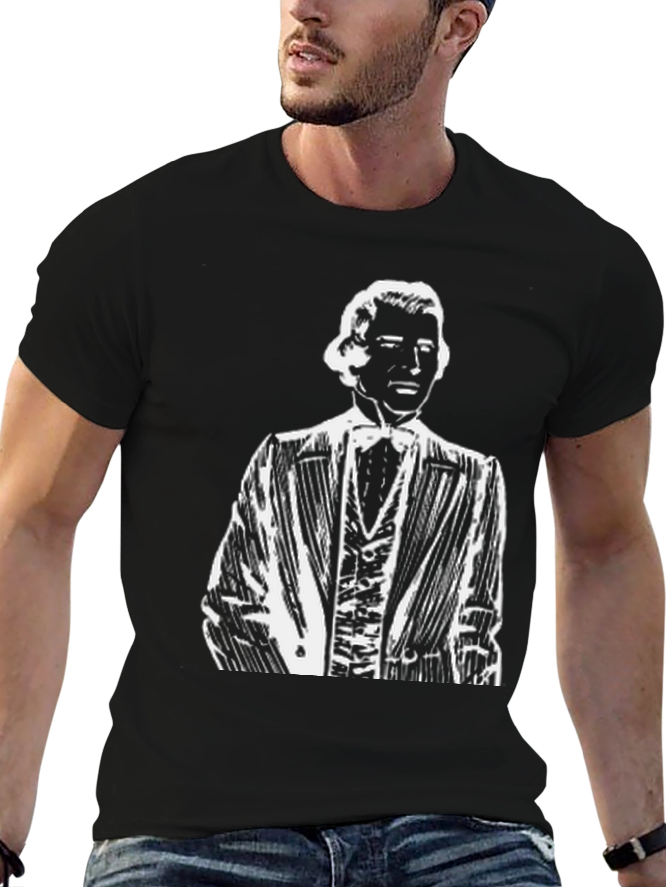 Black Gentleman Portrait Black T-Shirt - Classically Cool view 6