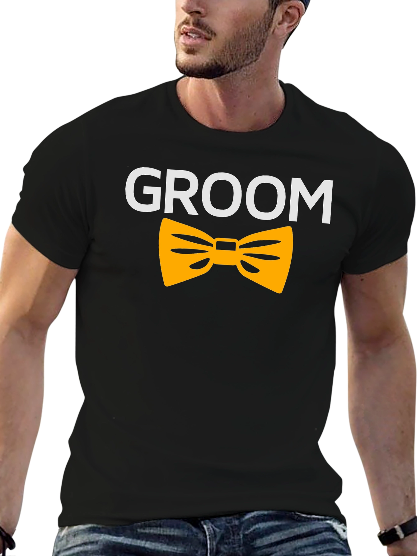 Black Groom T-Shirt - Black with Bowtie view 6