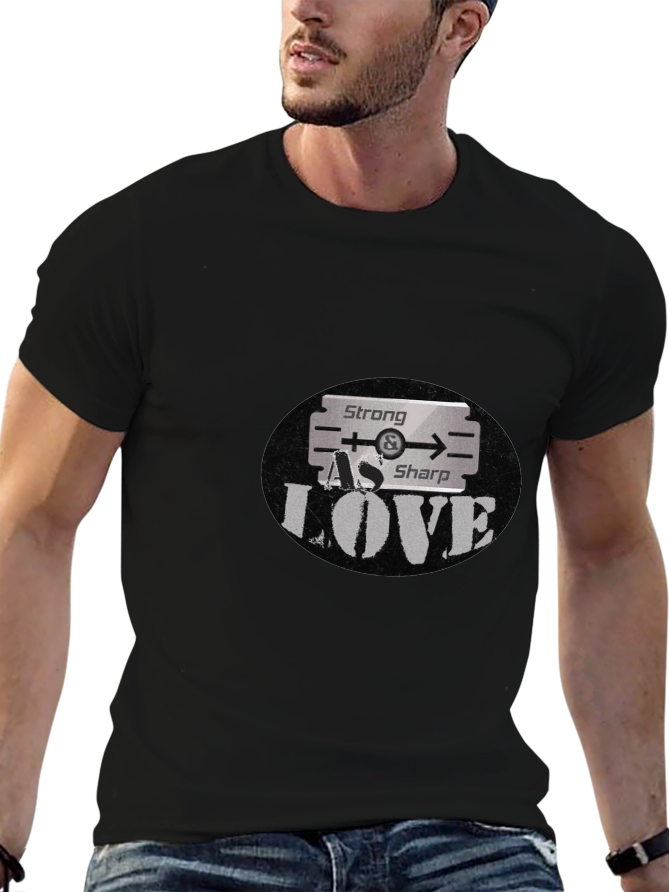 Black Strong As Sharp Love Graphic T-Shirt view 6