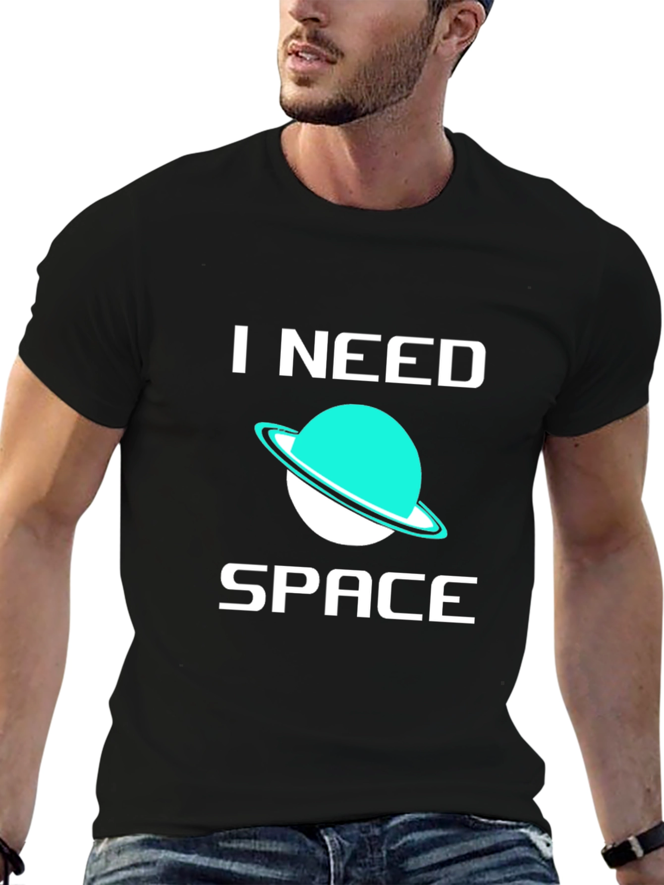 Black I Need Space T-Shirt - Trendy Graphic Tee view 6