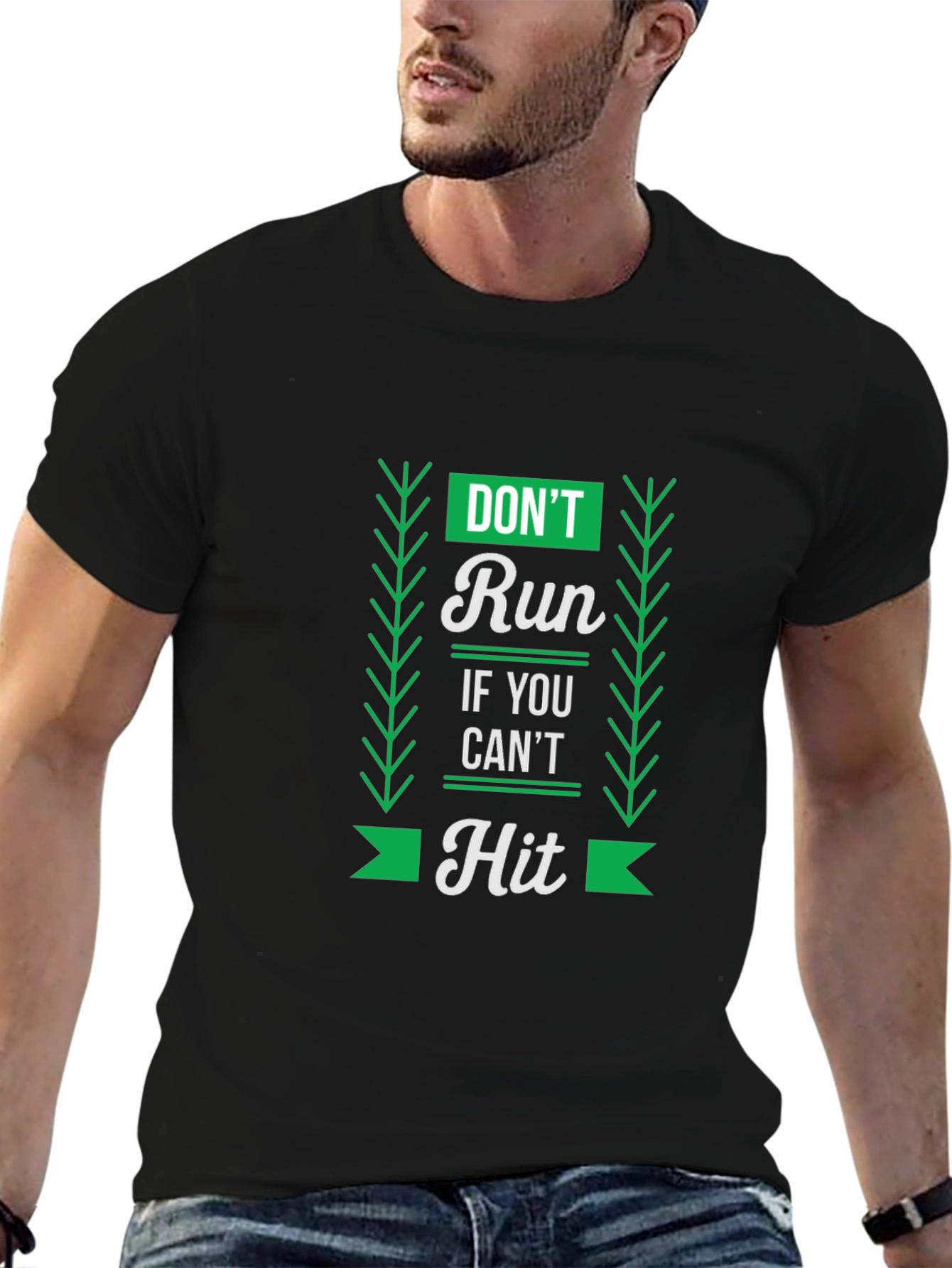 Black Don't Run If You Can't Hit Graphic Tee view 6