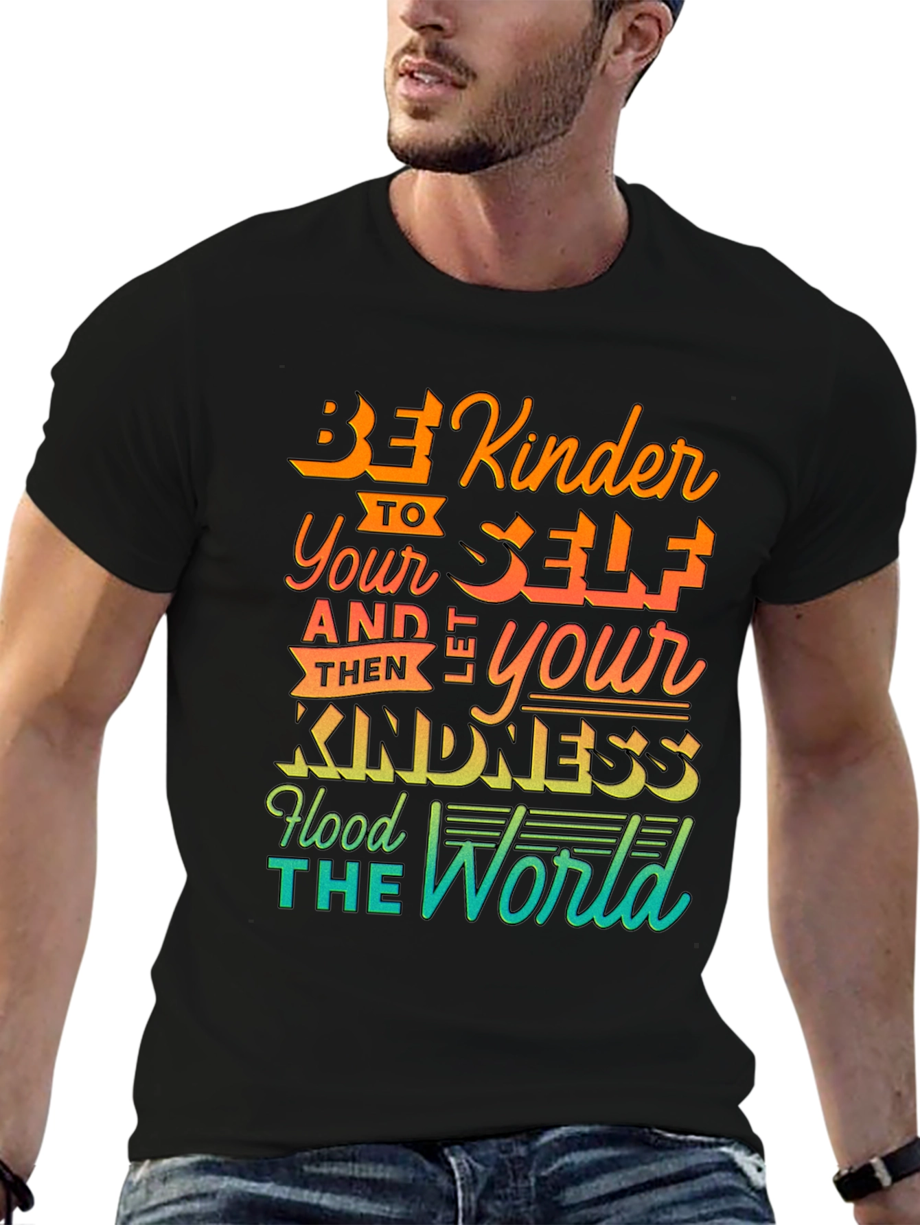 Black Be Kinder T-Shirt - Graphic Tee for Men view 6