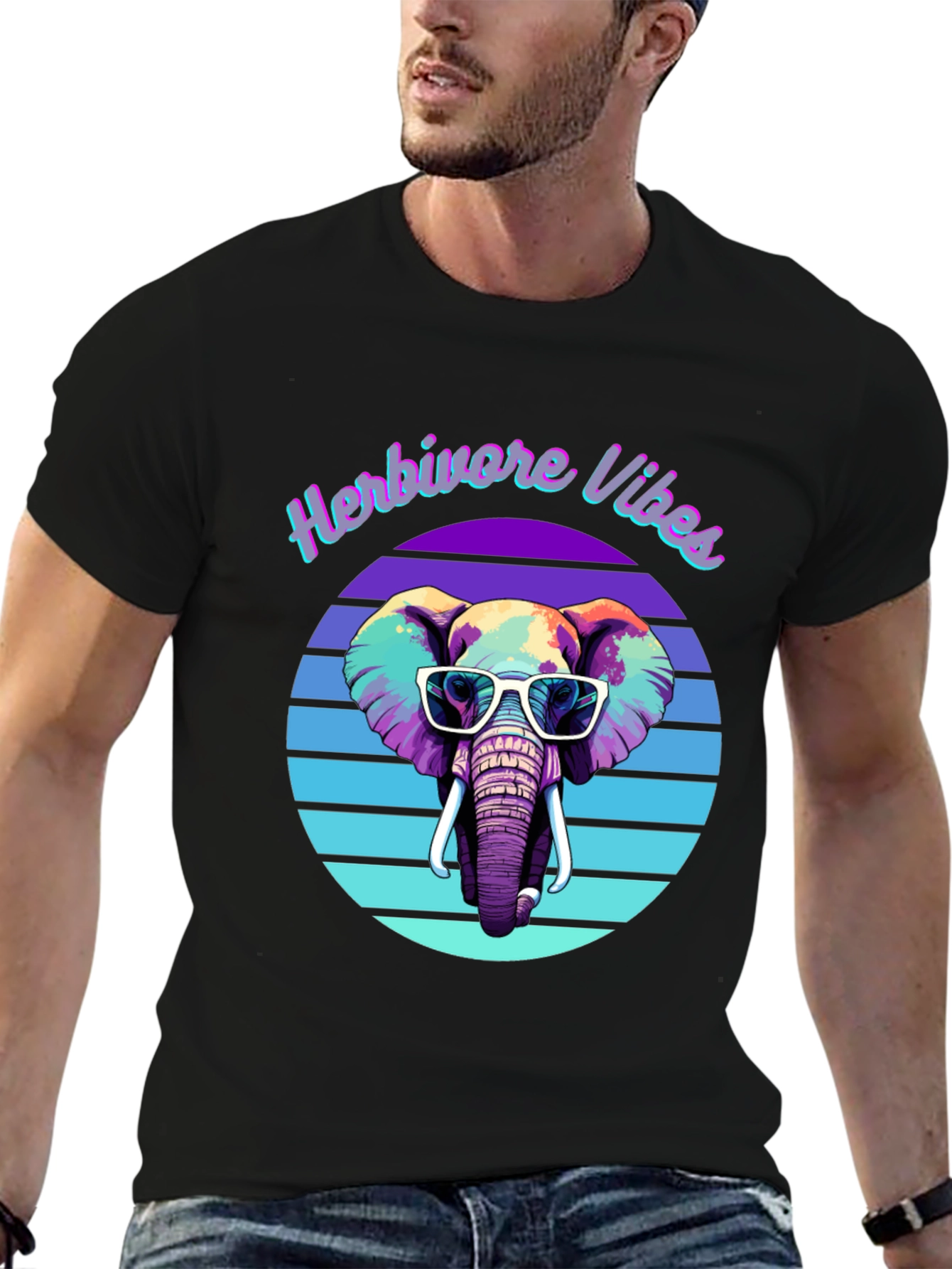 Black Herbivore Vibes Elephant Graphic Tee view 6