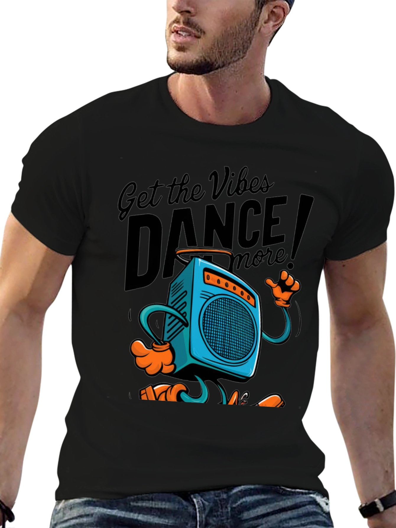 Black Retro Boombox Dance T-Shirt - Get the Vibes! view 6