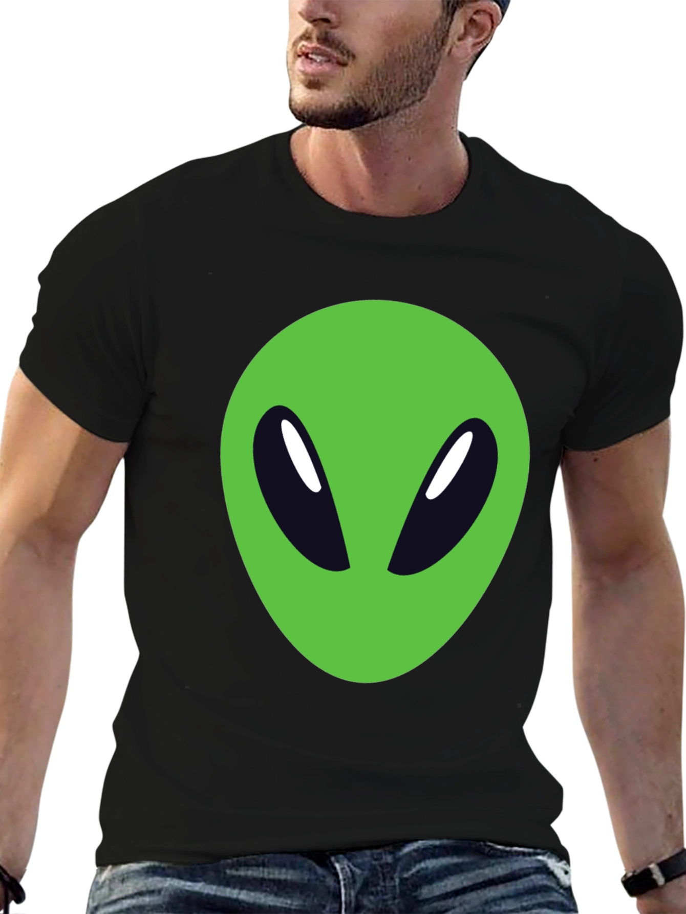 Black Alien Graphic Tee - Black Cotton Blend view 6