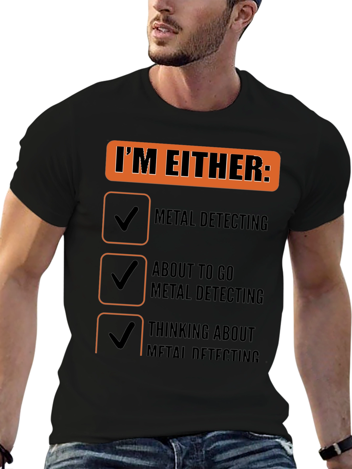 Black Metal Detecting T-Shirt - Funny Detectorist Gift view 6