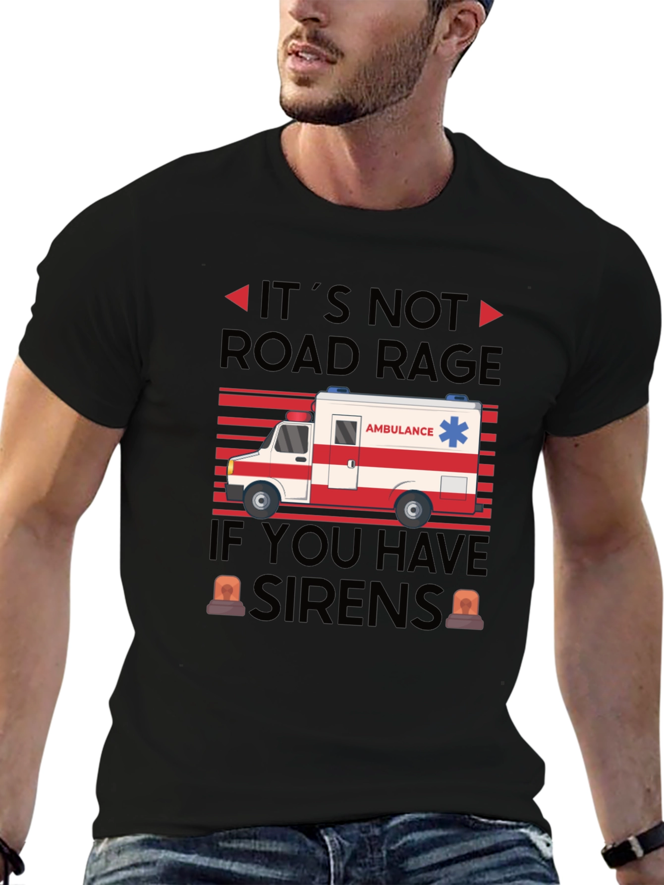 Black Funny Ambulance Driver Road Rage T-Shirt view 6