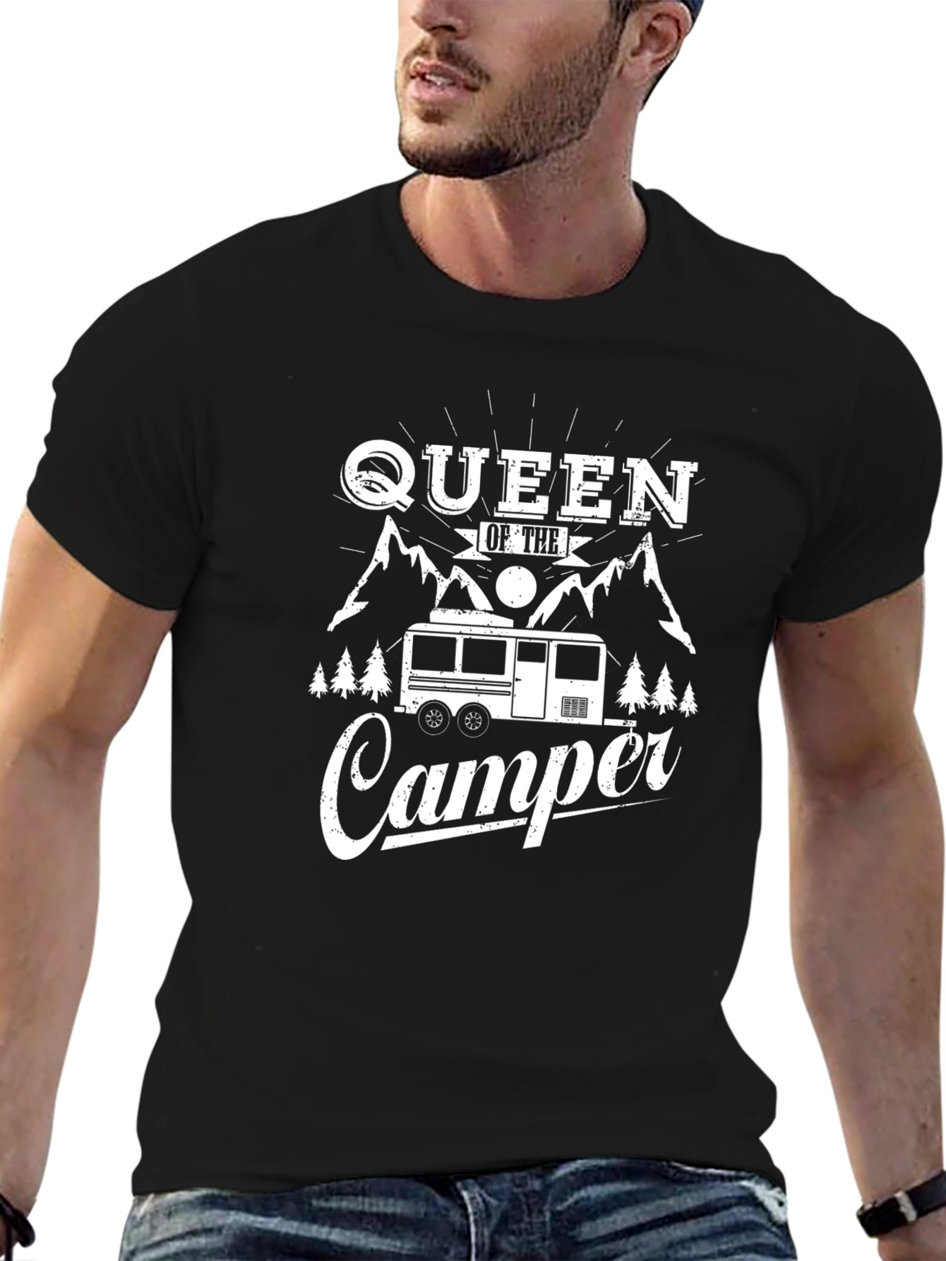 Black Queen of the Camper Graphic Tee - Black view 6