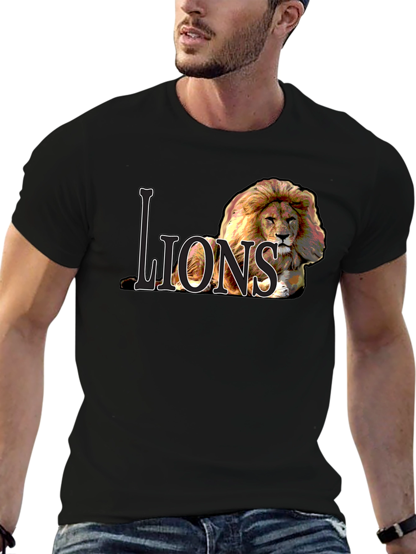 Black Lions Graphic Tee - Bold Lion Design view 6