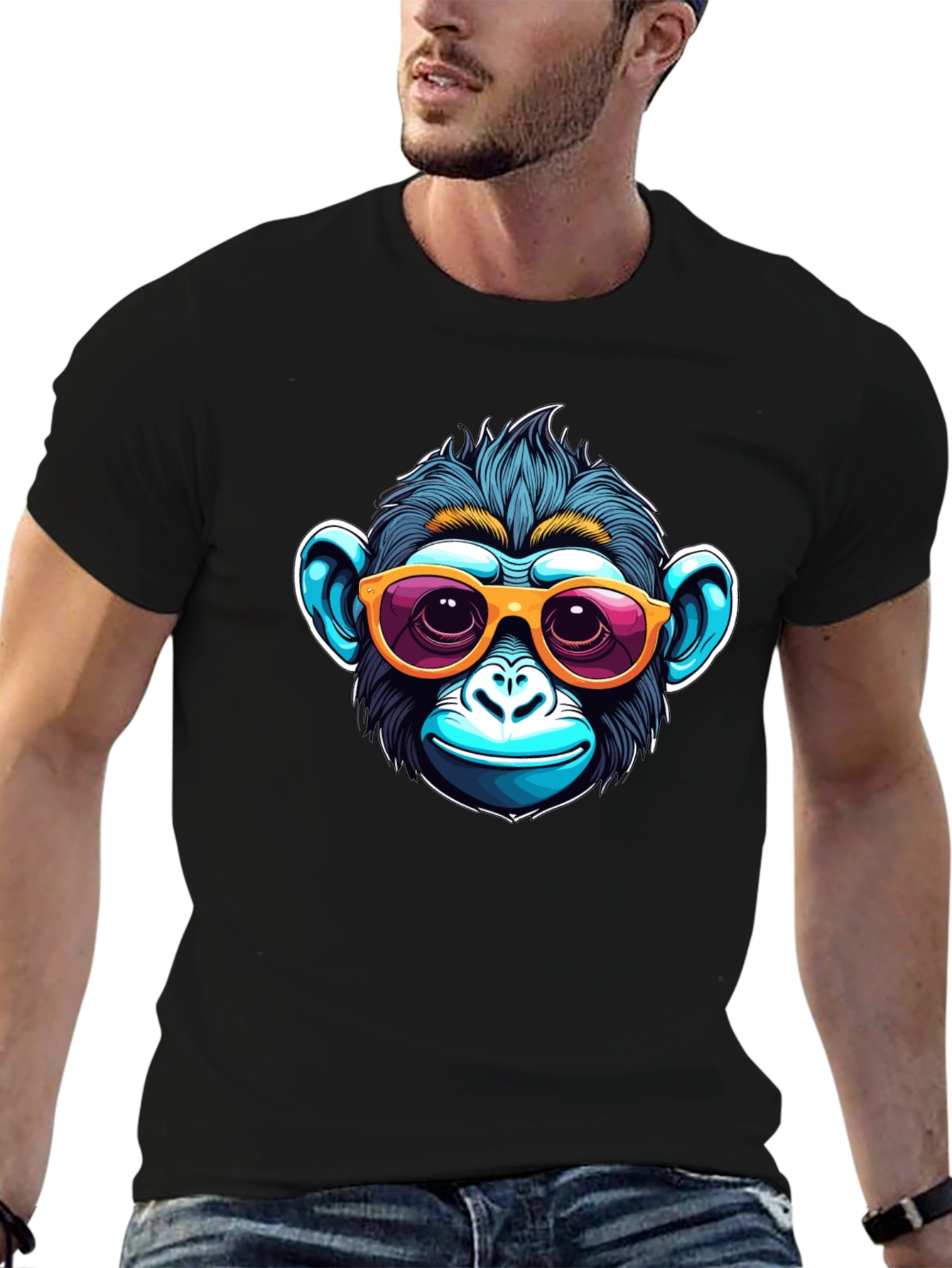 Black Cool Monkey Graphic Tee view 6
