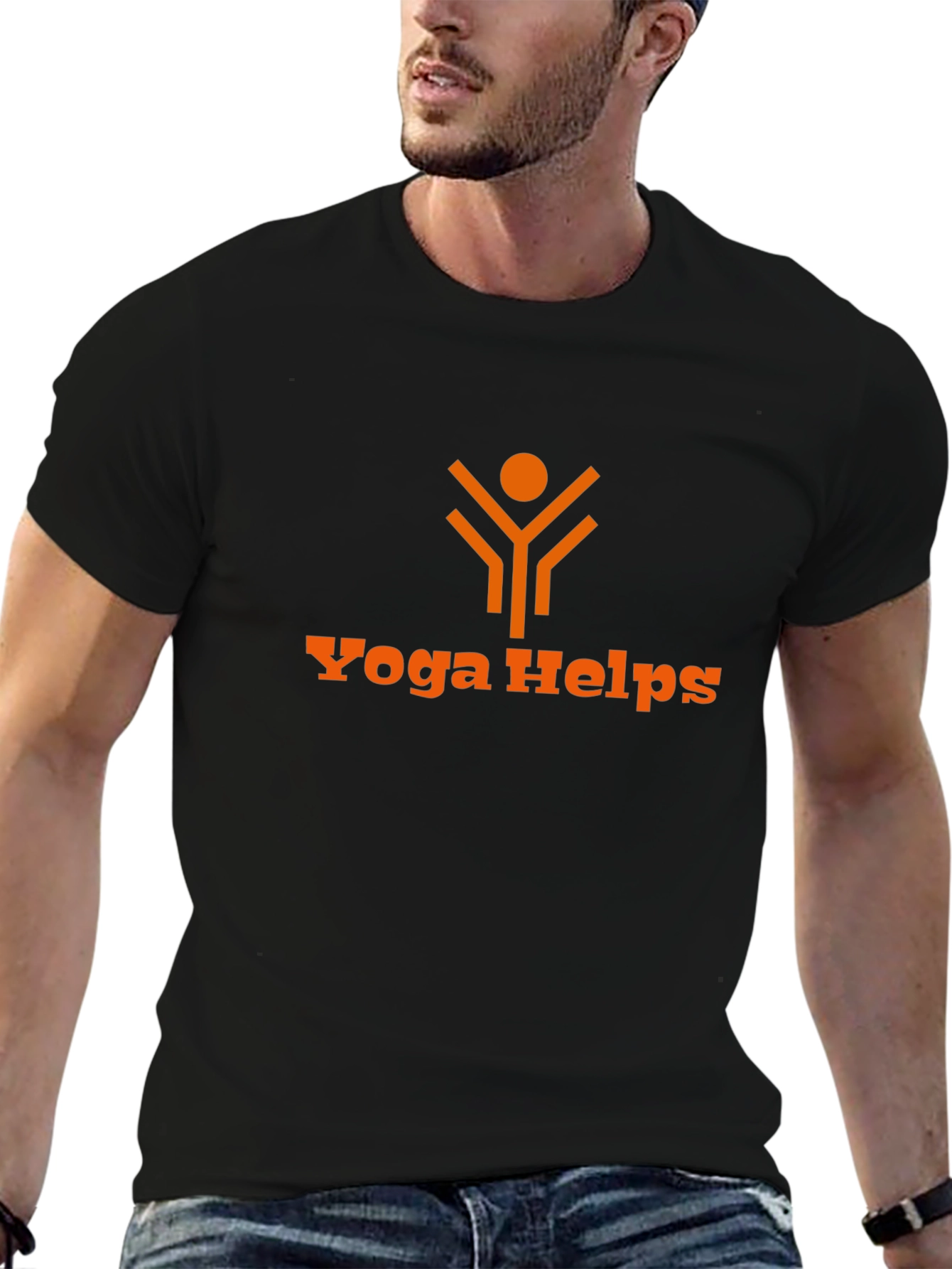 Black Yoga Helps Graphic Tee - Black Cotton Blend view 6