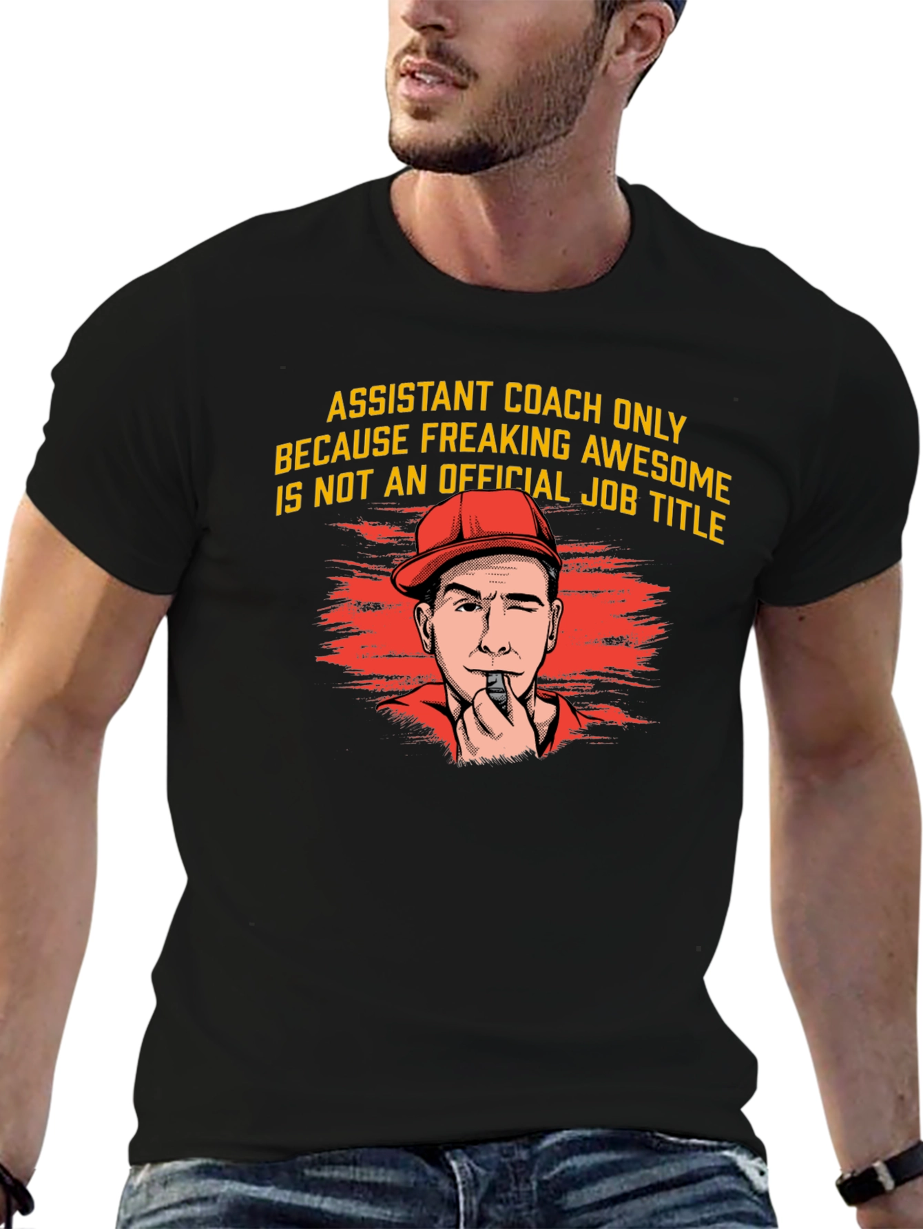 Black Funny Assistant Coach T-Shirt - Freaking Awesome view 6