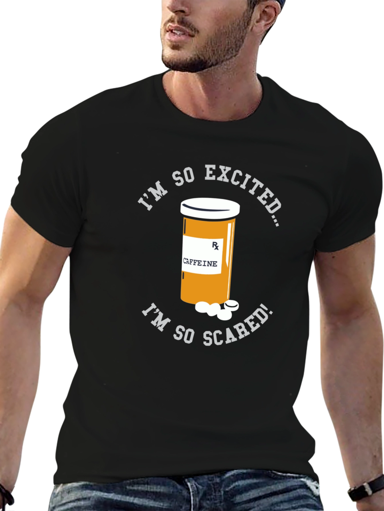 Black I'm So Excited Caffeine T-Shirt view 6