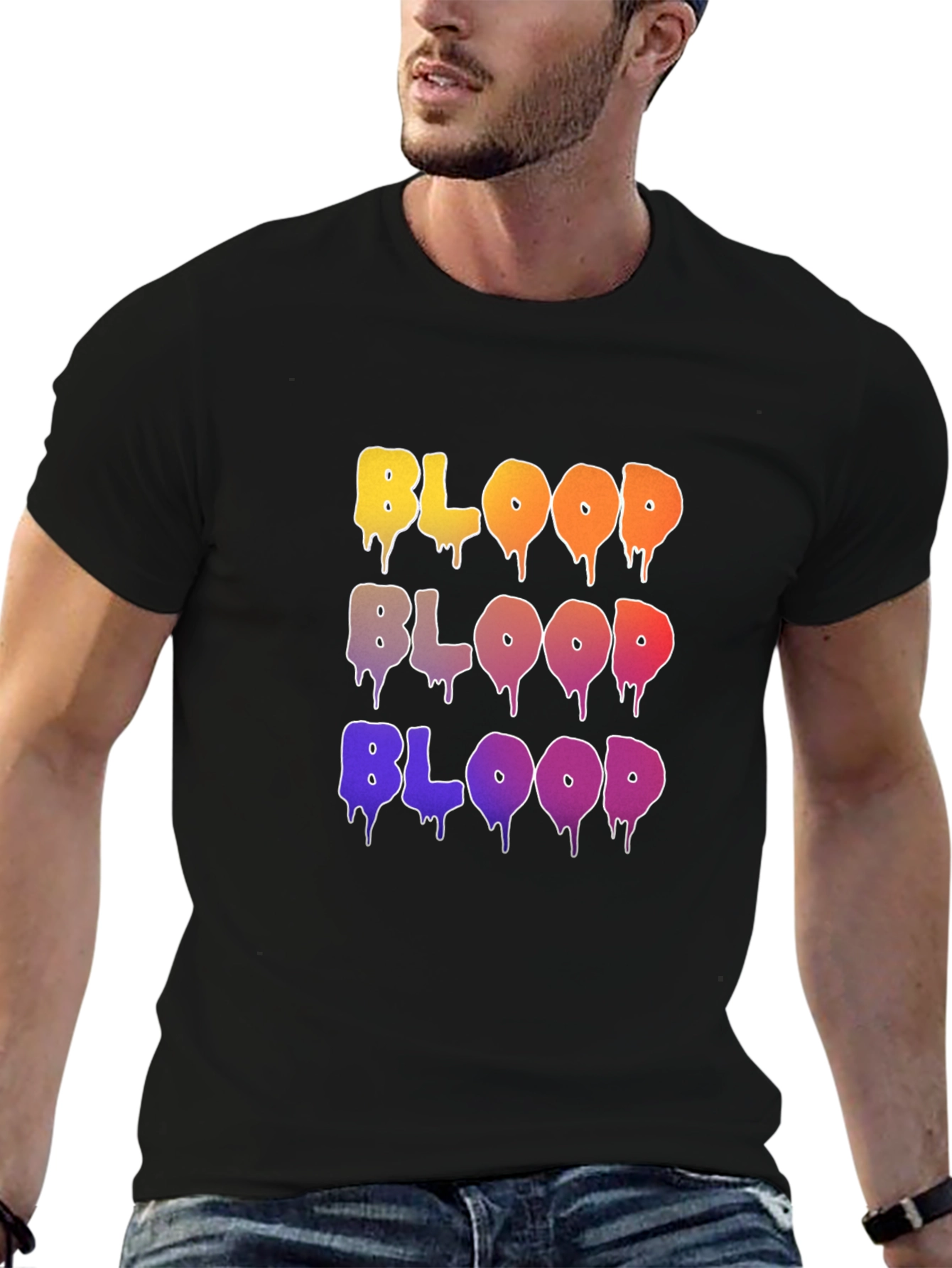 Black Colorful BLOOD Graphic T-Shirt view 6