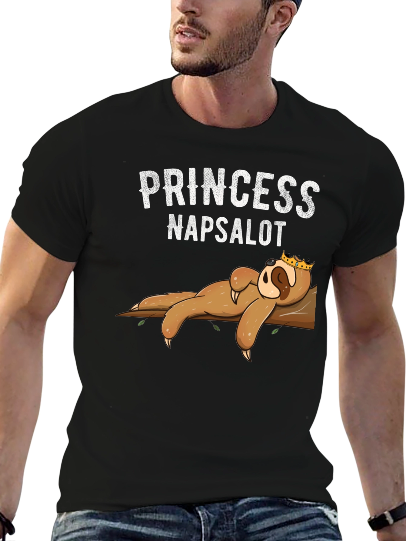 Black Princess Napsalot Sloth Graphic T-Shirt view 6