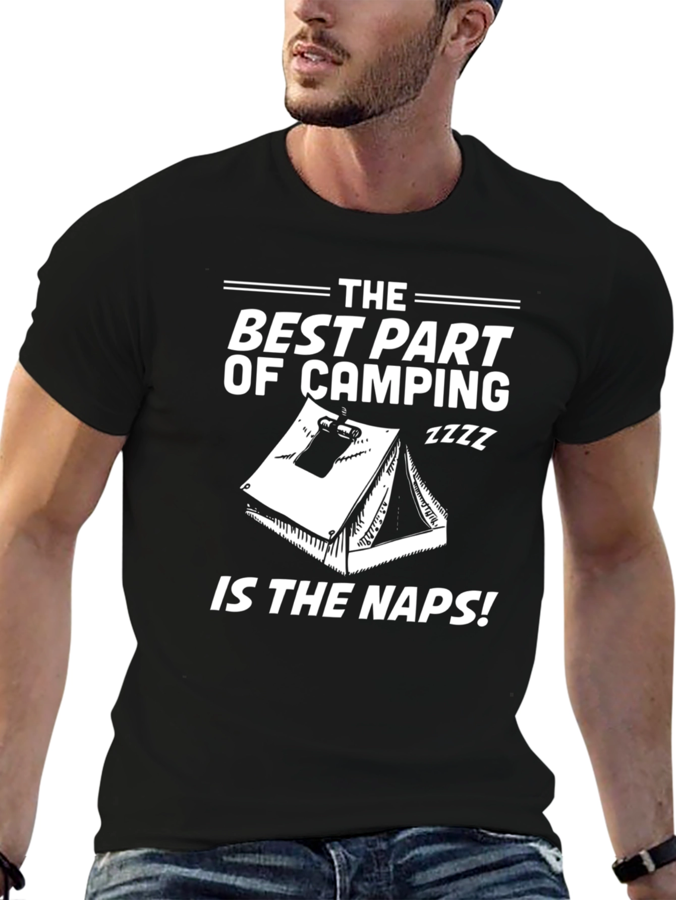Black Camping Naps Graphic Tee - The Best Part of Camping T-Shirt view 6