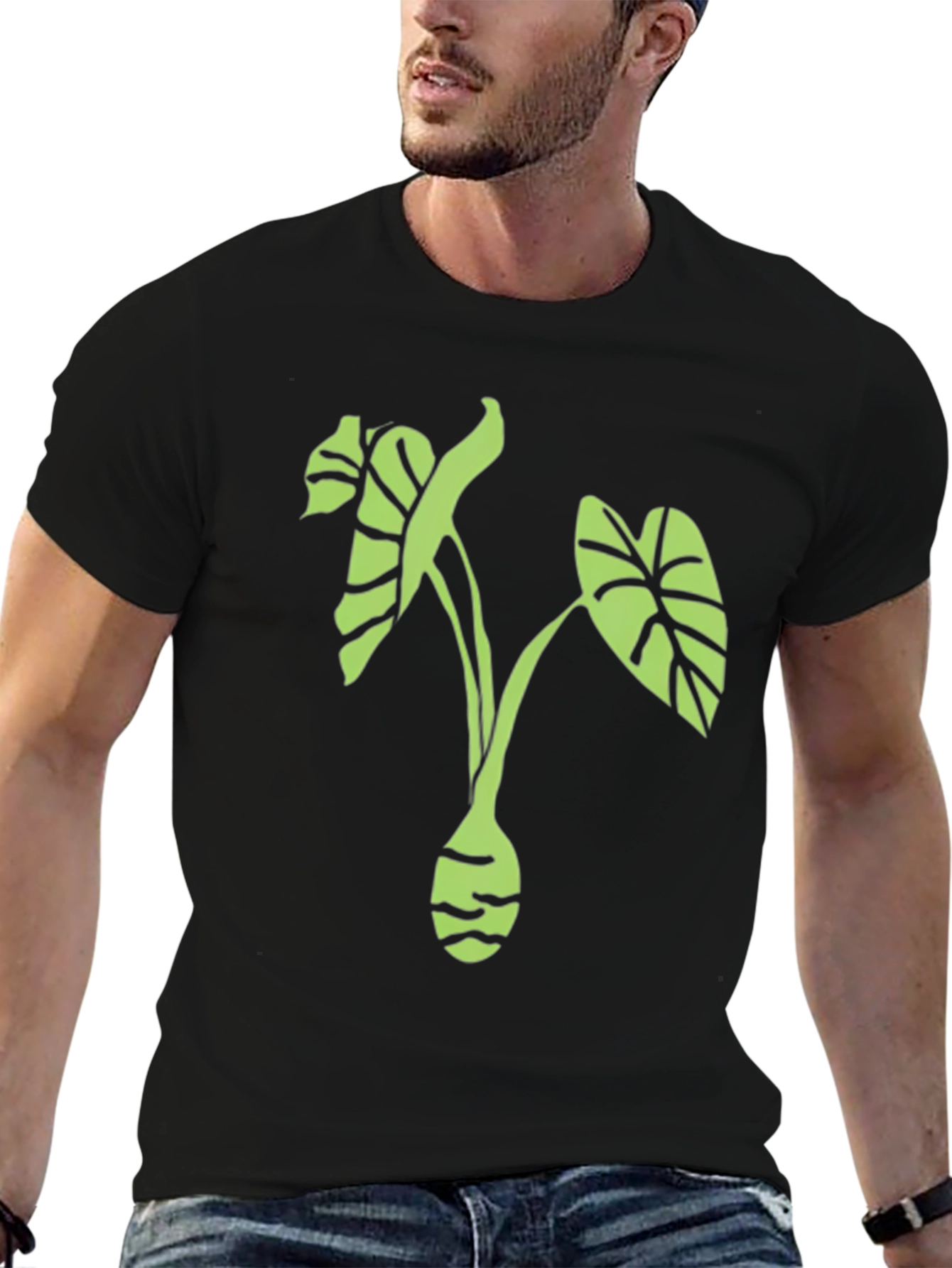 Black Botanical Graphic T-Shirt - Black Cotton Tee view 6