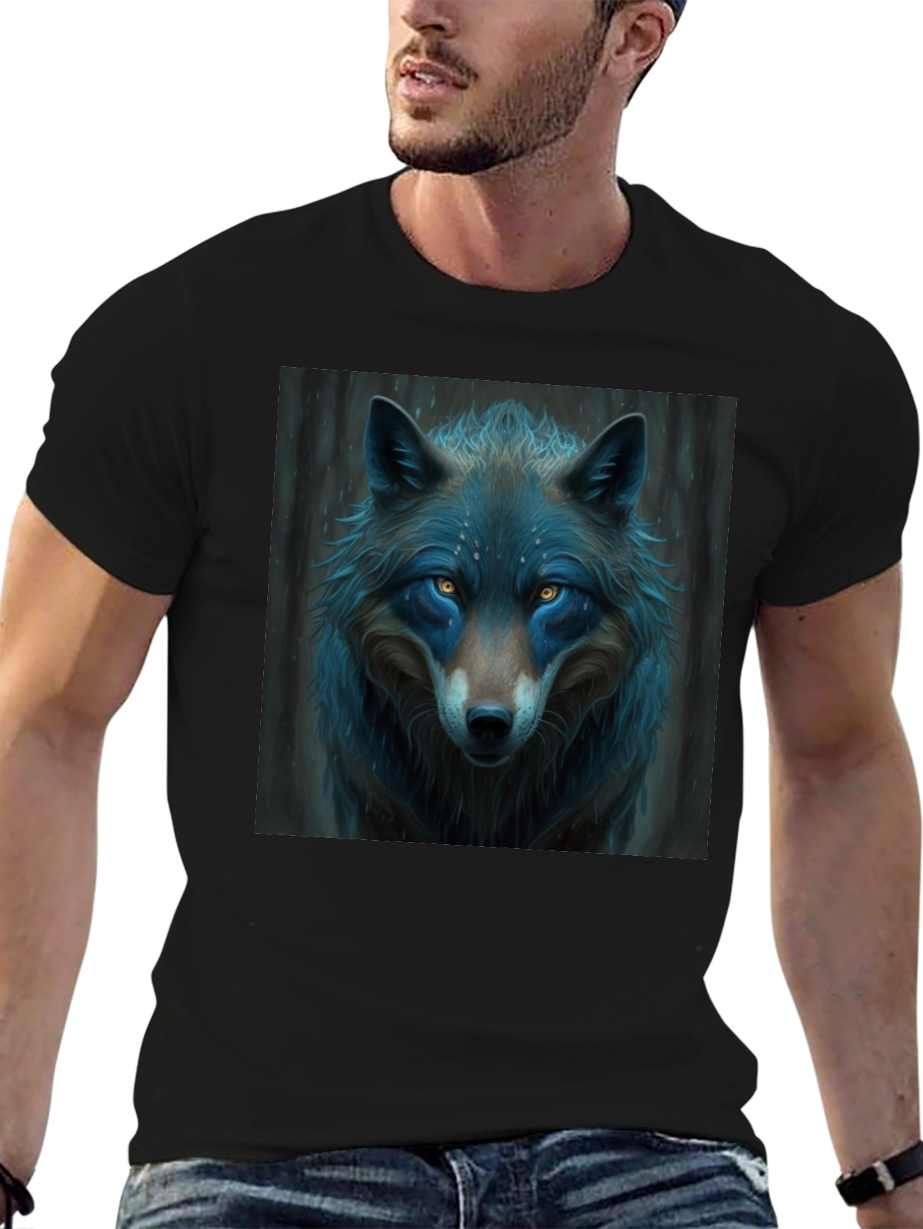 Black Wolf Graphic T-Shirt - Cool Animal Design view 6