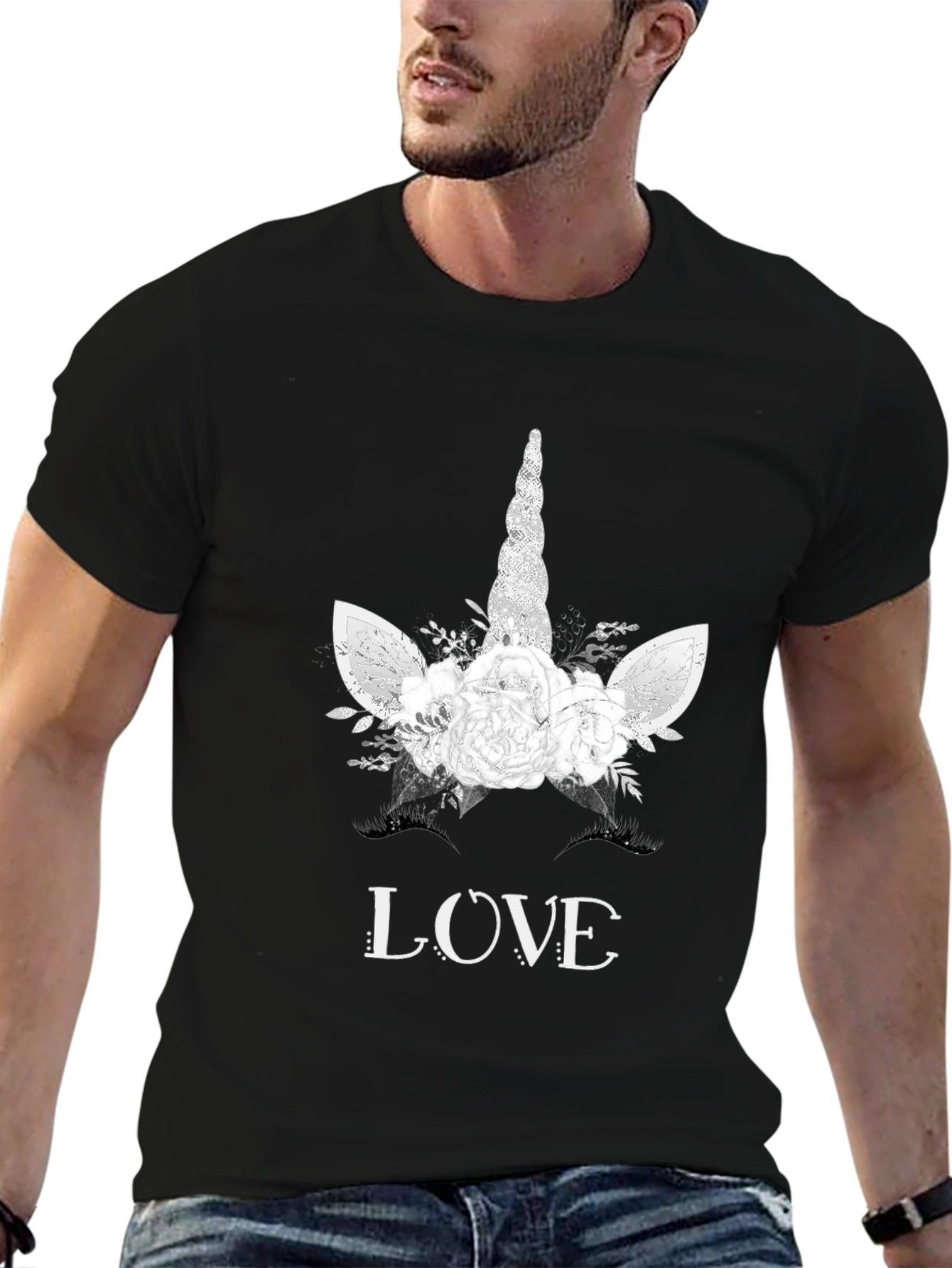 Black Unicorn Love Tee - Floral Magic view 6