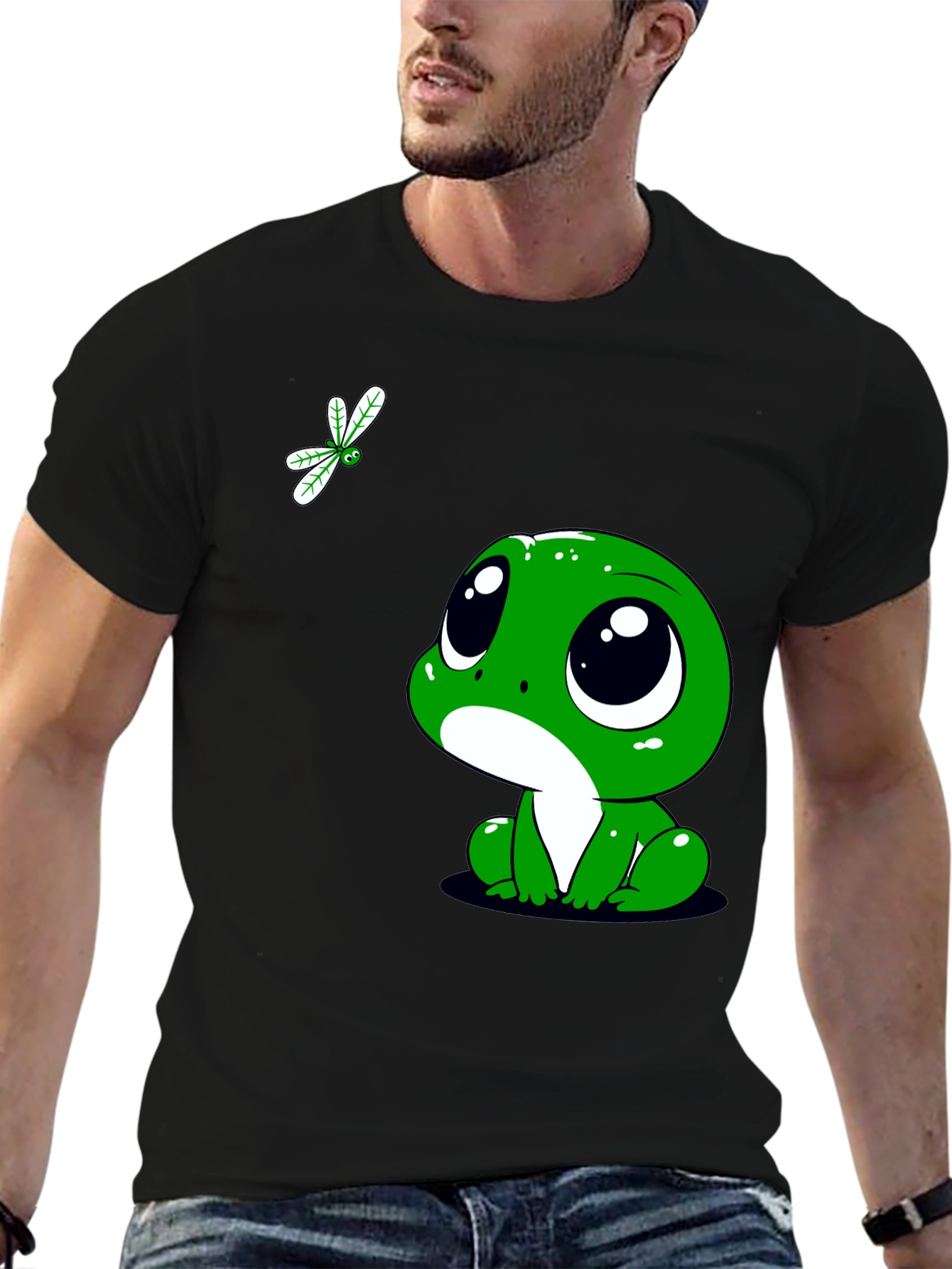 Black Cute Frog Graphic Tee - Whimsical Style view 6