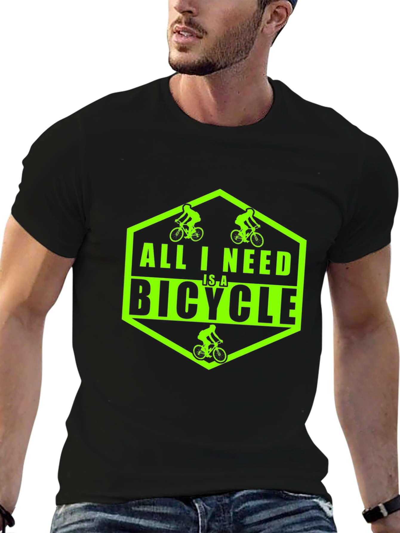 Black All I Need Is A Bicycle Graphic T-Shirt view 6