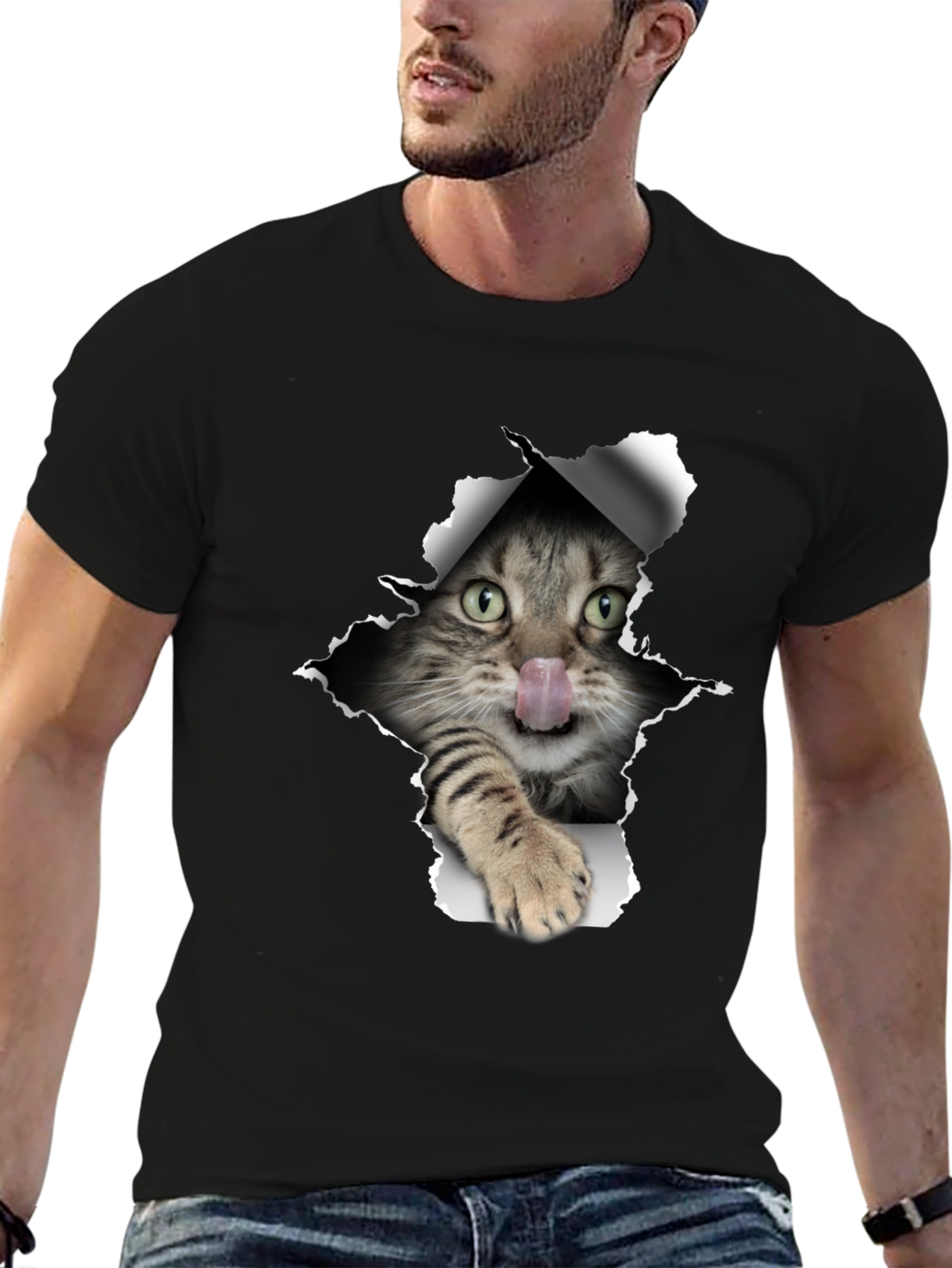 Black Cat Graphic Black T-Shirt view 6