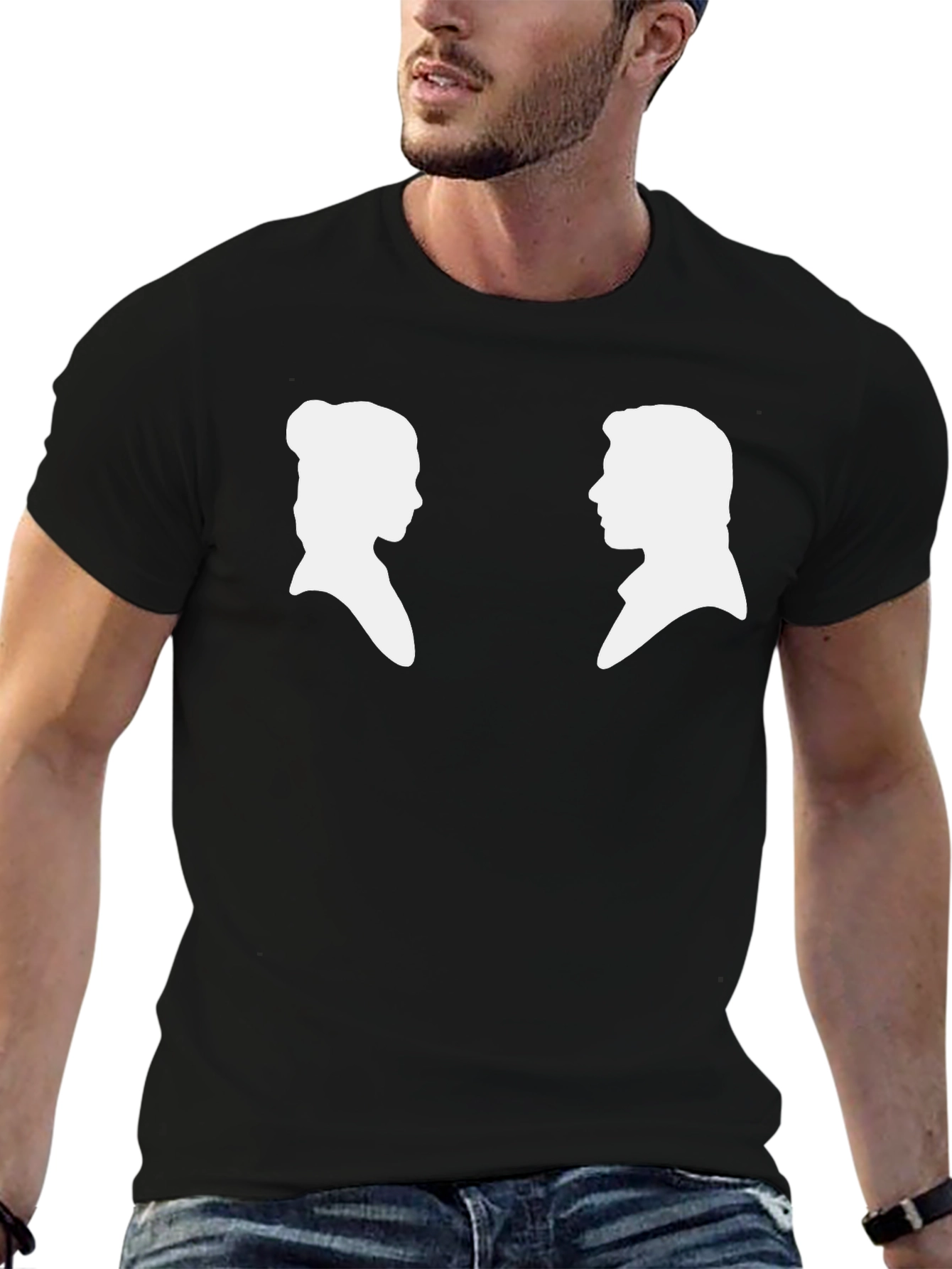 Black Silhouette Couple Graphic Tee - Black view 6