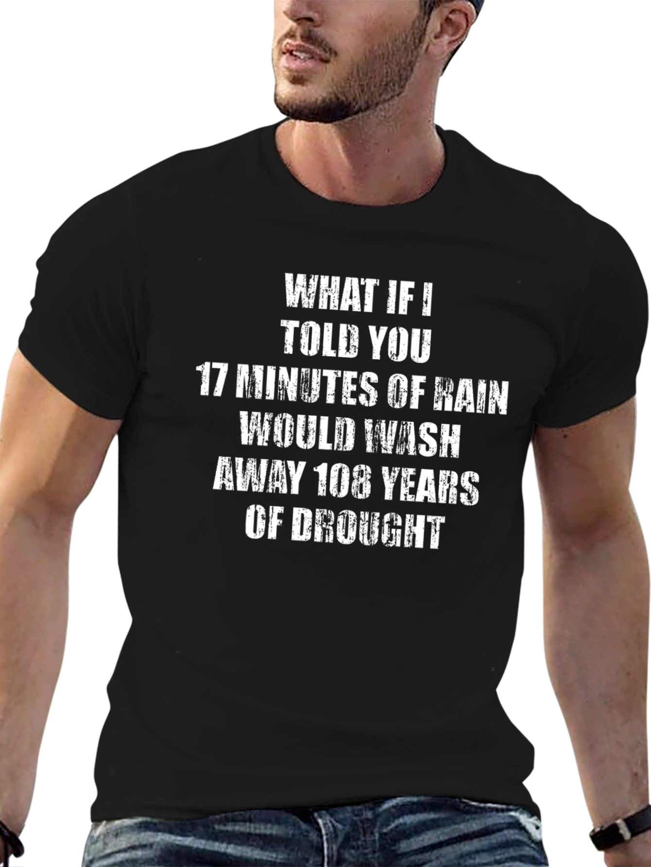 Black 108 Years Drought Rain T-Shirt view 6
