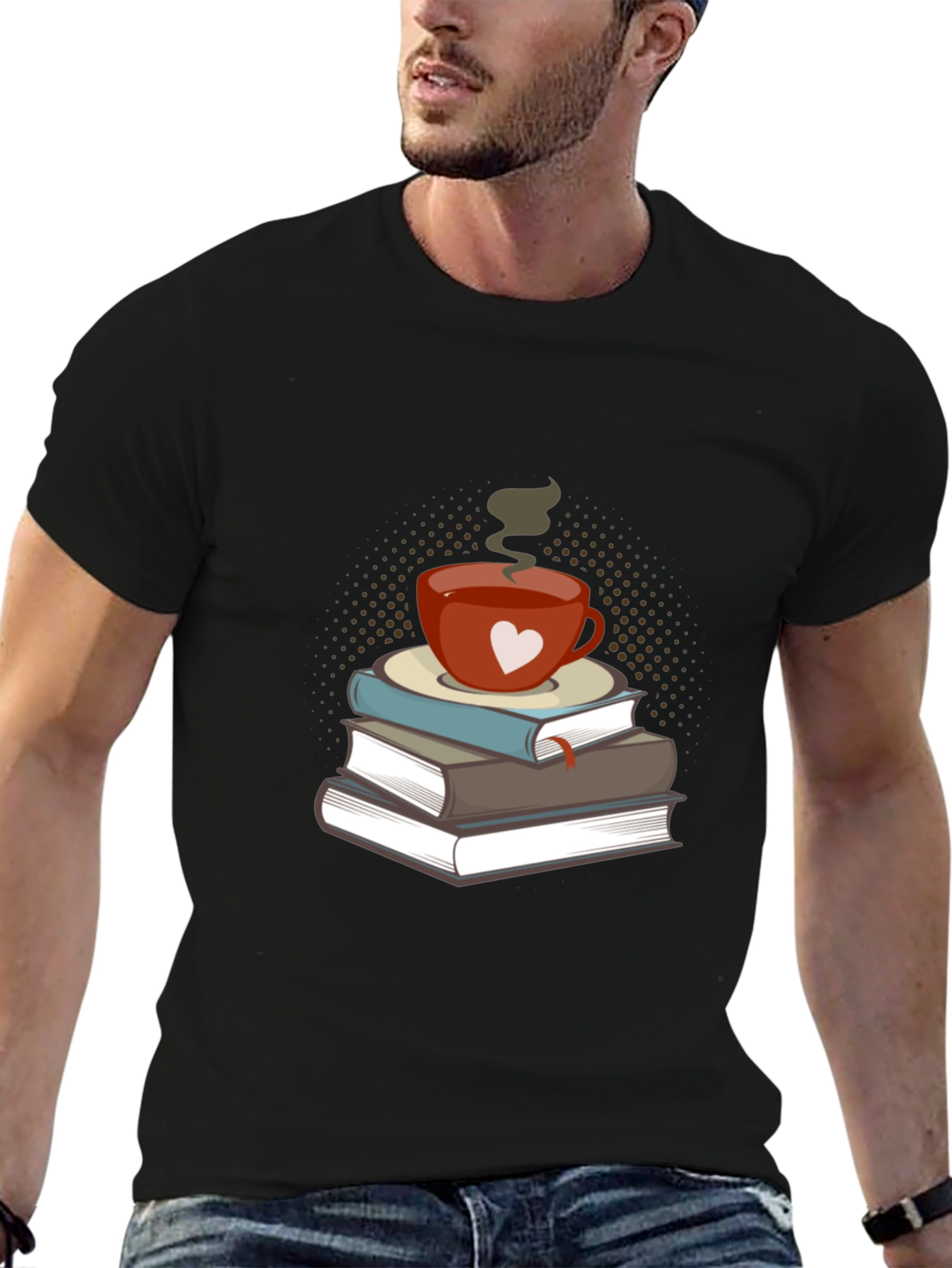 Black Book Lover's Tee: Coffee & Books Design view 6